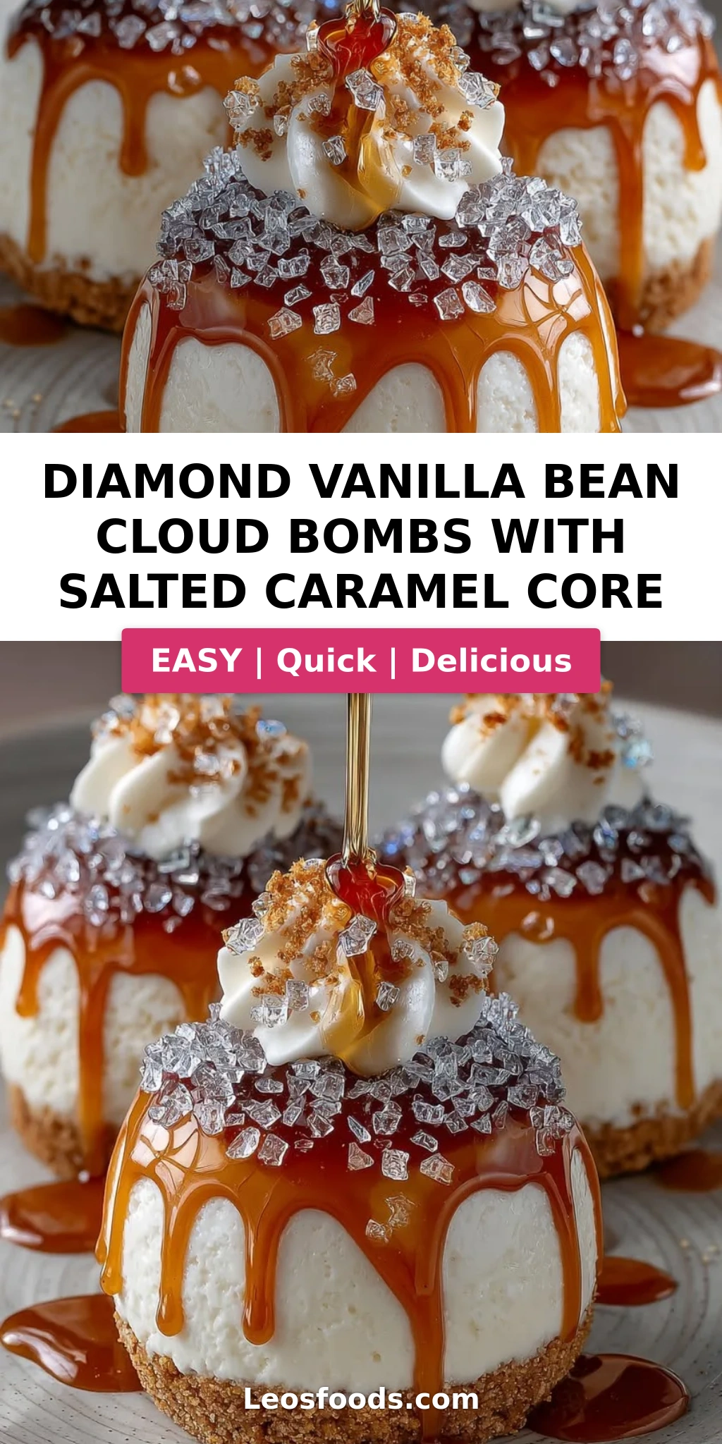 Diamond Vanilla Bean Cloud Bombs with Salted Caramel Core