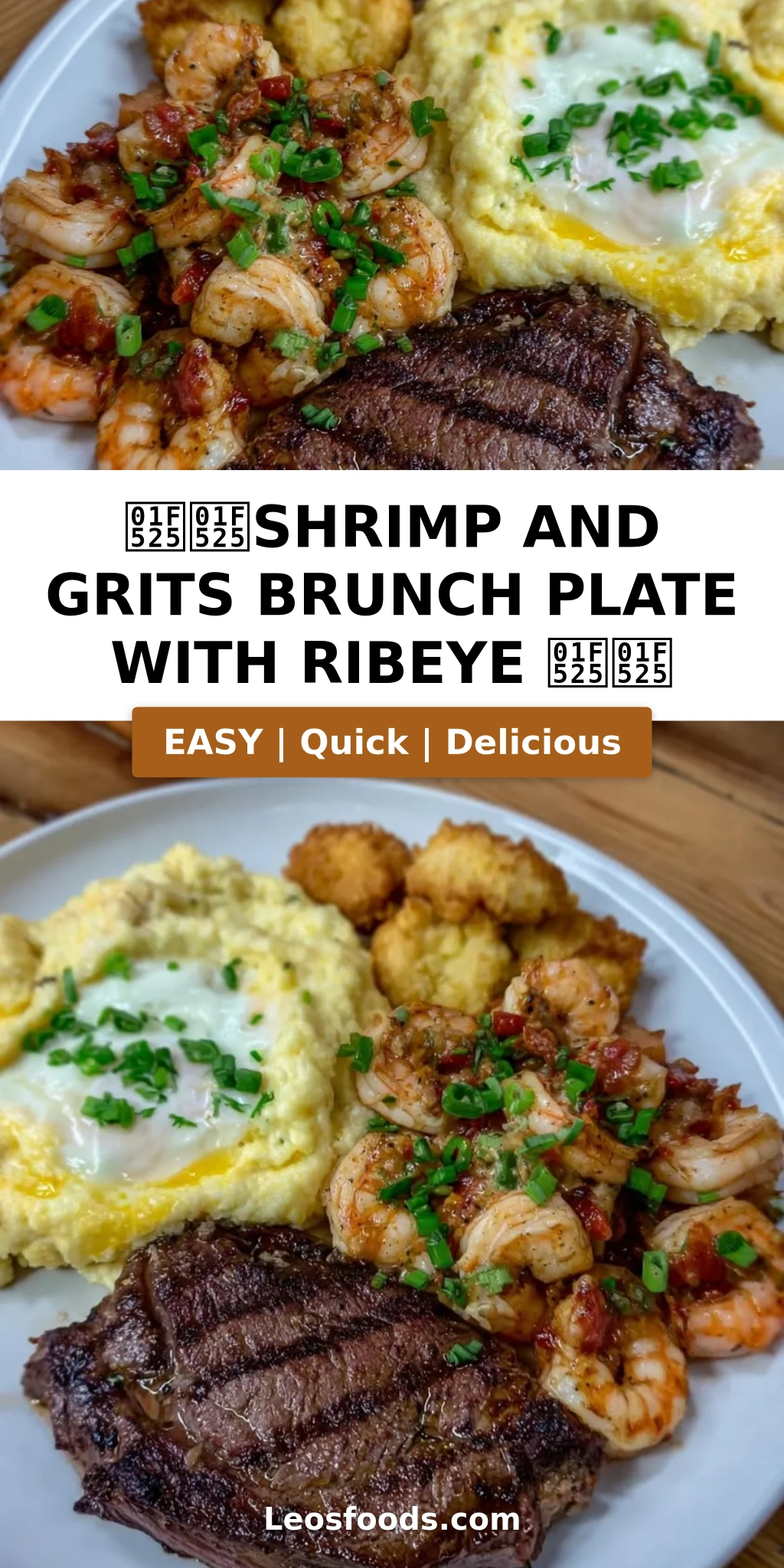 🔥🔥Shrimp and grits brunch plate with ribeye 🔥🔥