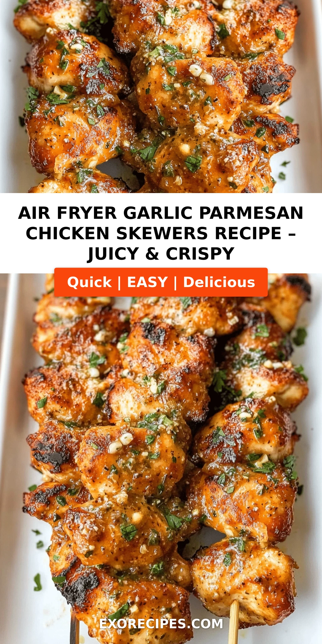 Air Fryer Garlic Parmesan Chicken Skewers
