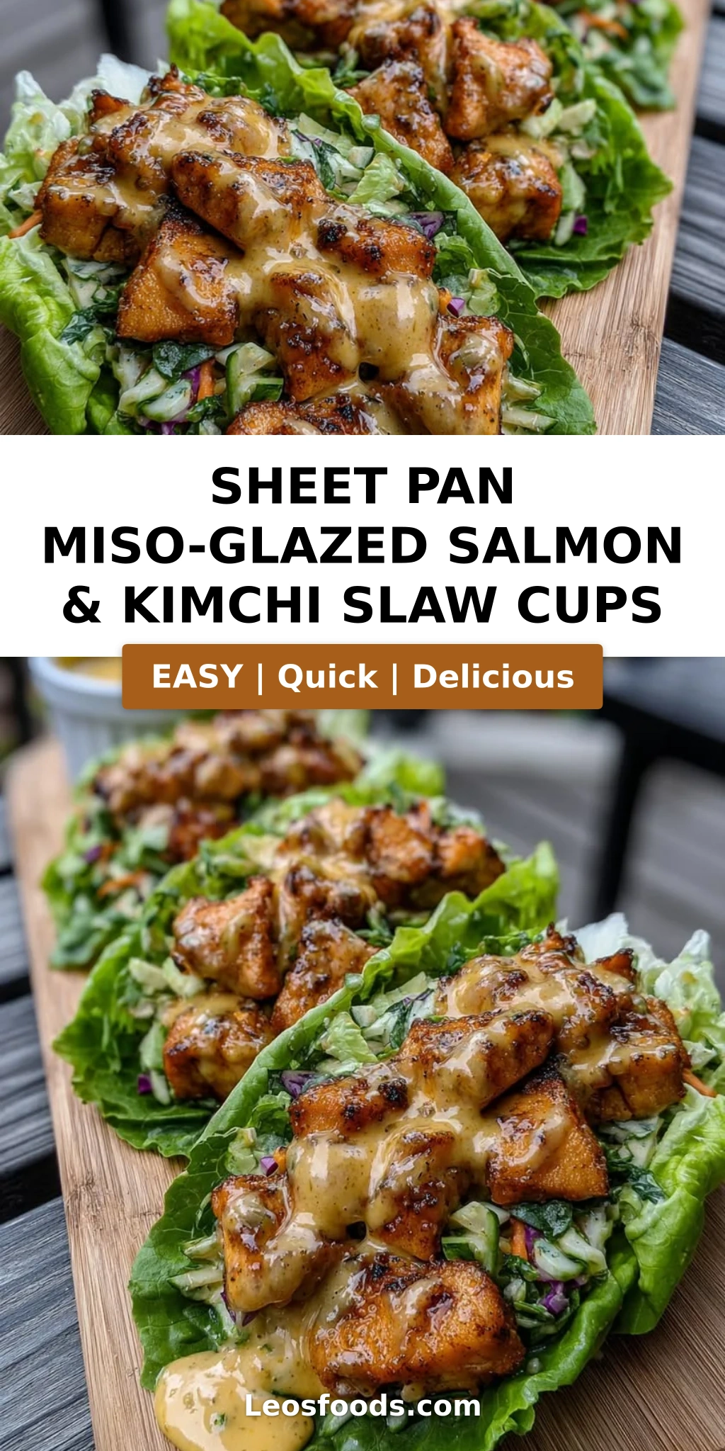 Sheet Pan Miso-Glazed Salmon & Kimchi Slaw Cups
