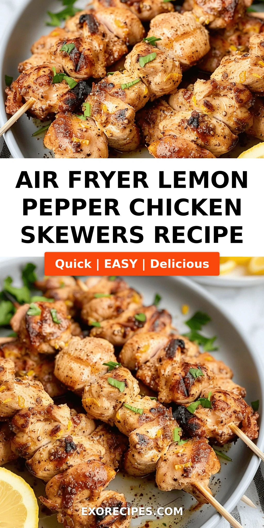 Air Fryer Lemon Pepper Chicken Skewers