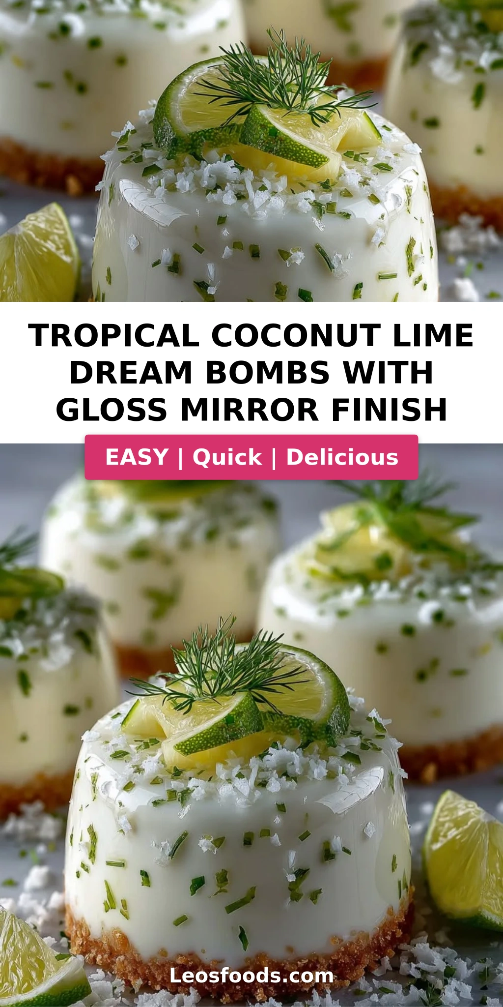 Tropical Coconut Lime Dream Bombs with Gloss Mirror Finish
