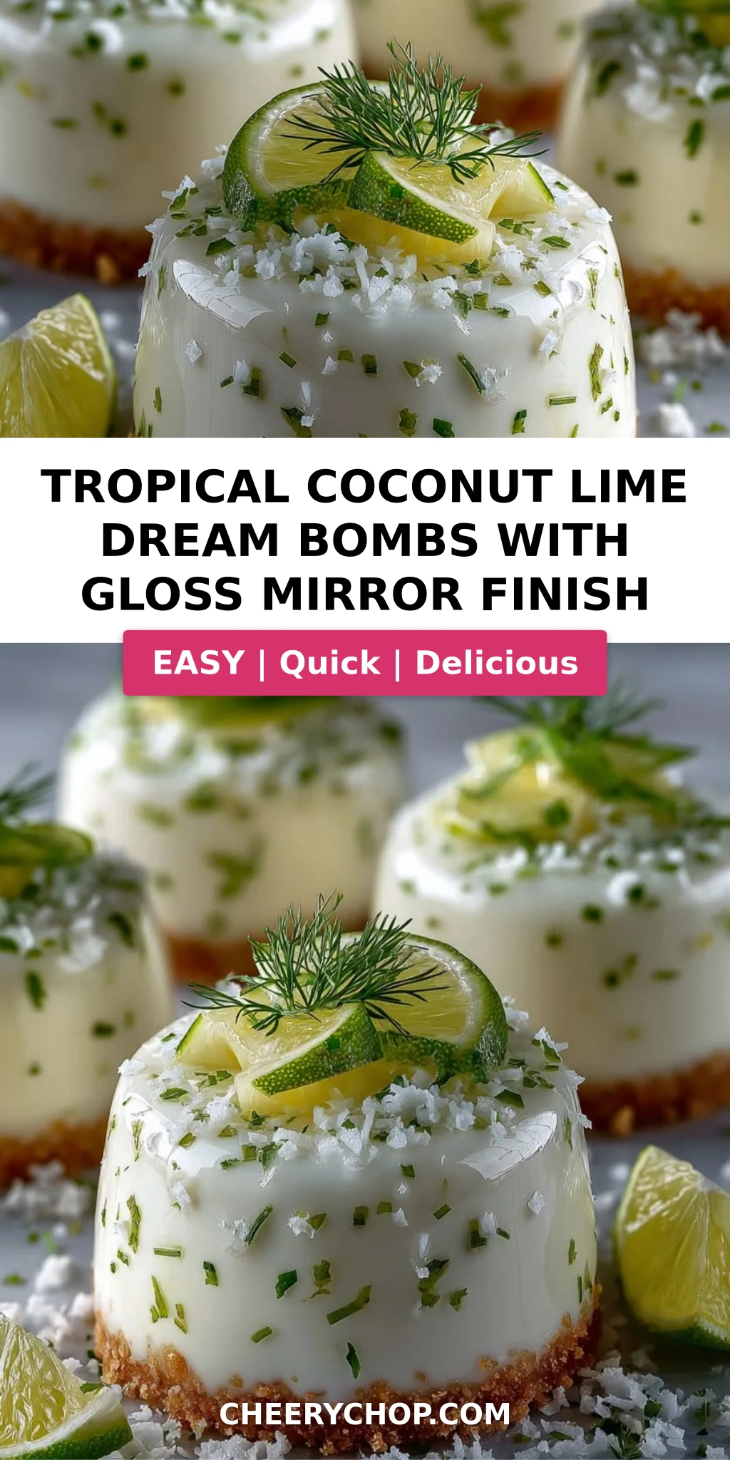 Tropical Coconut Lime Dream Bombs with Gloss Mirror Finish