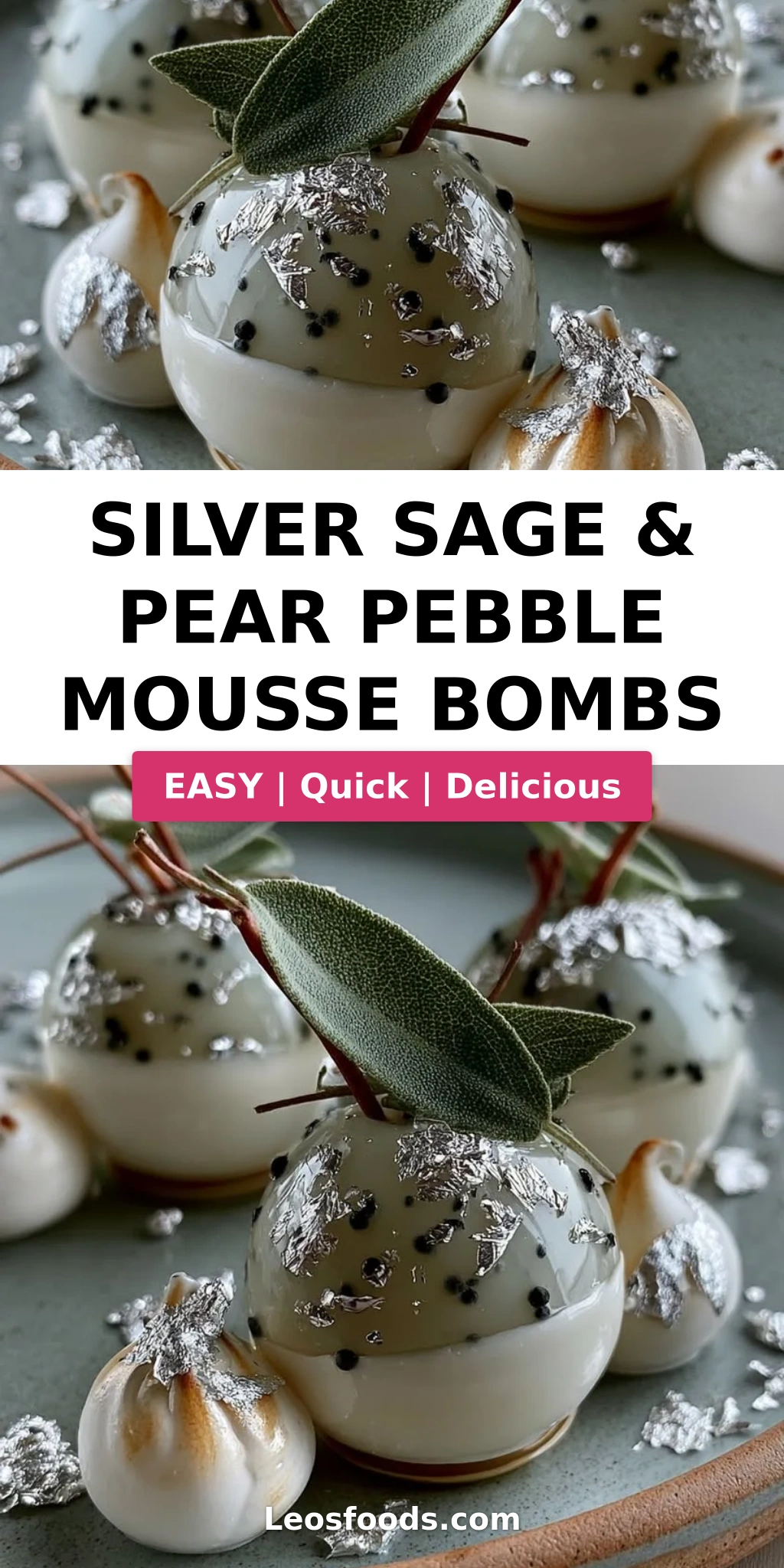 Silver Sage & Pear Pebble Mousse Bombs