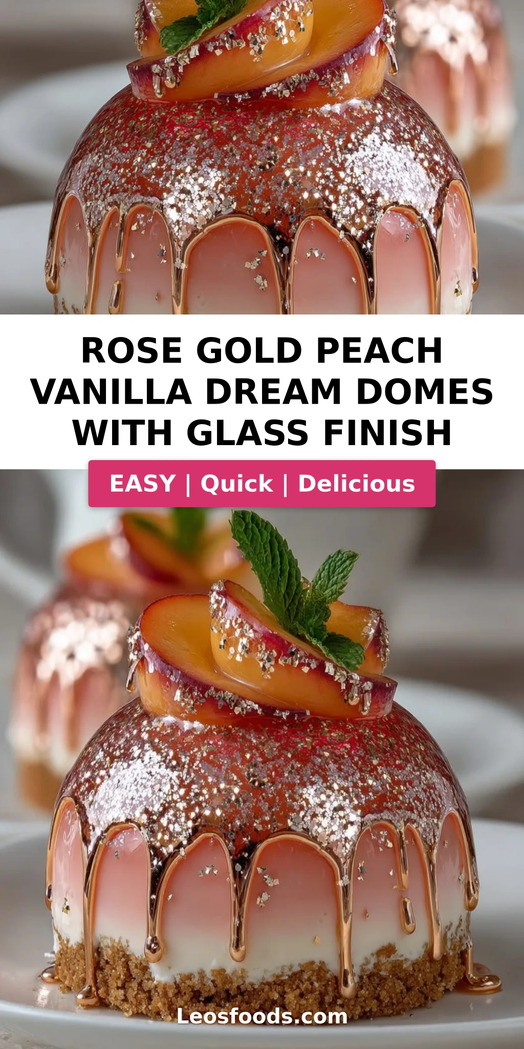 Rose Gold Peach Vanilla Dream Domes with Glass Finish