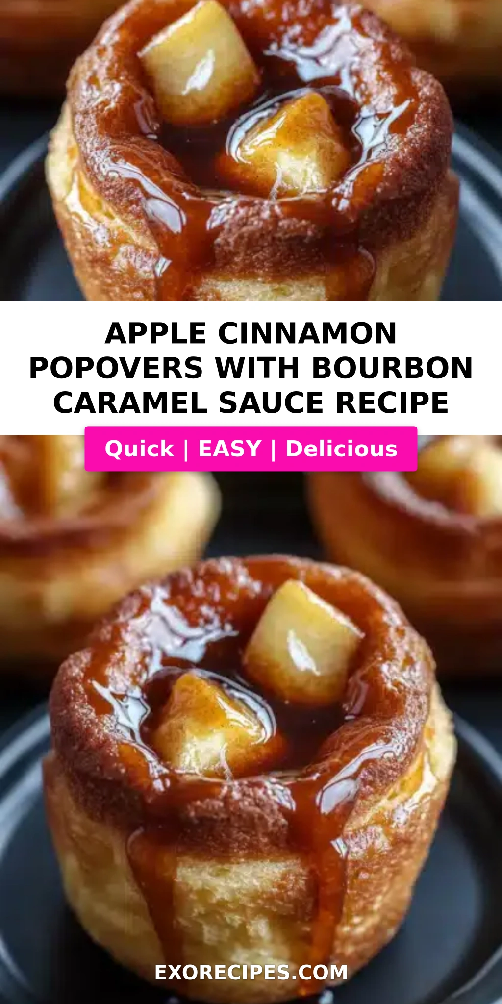 Apple Cinnamon Popovers with Bourbon Caramel Sauce