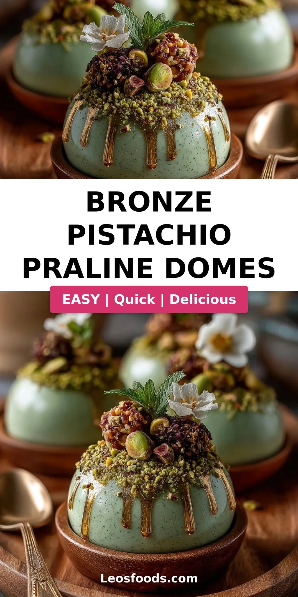 Bronze Pistachio Praline Domes