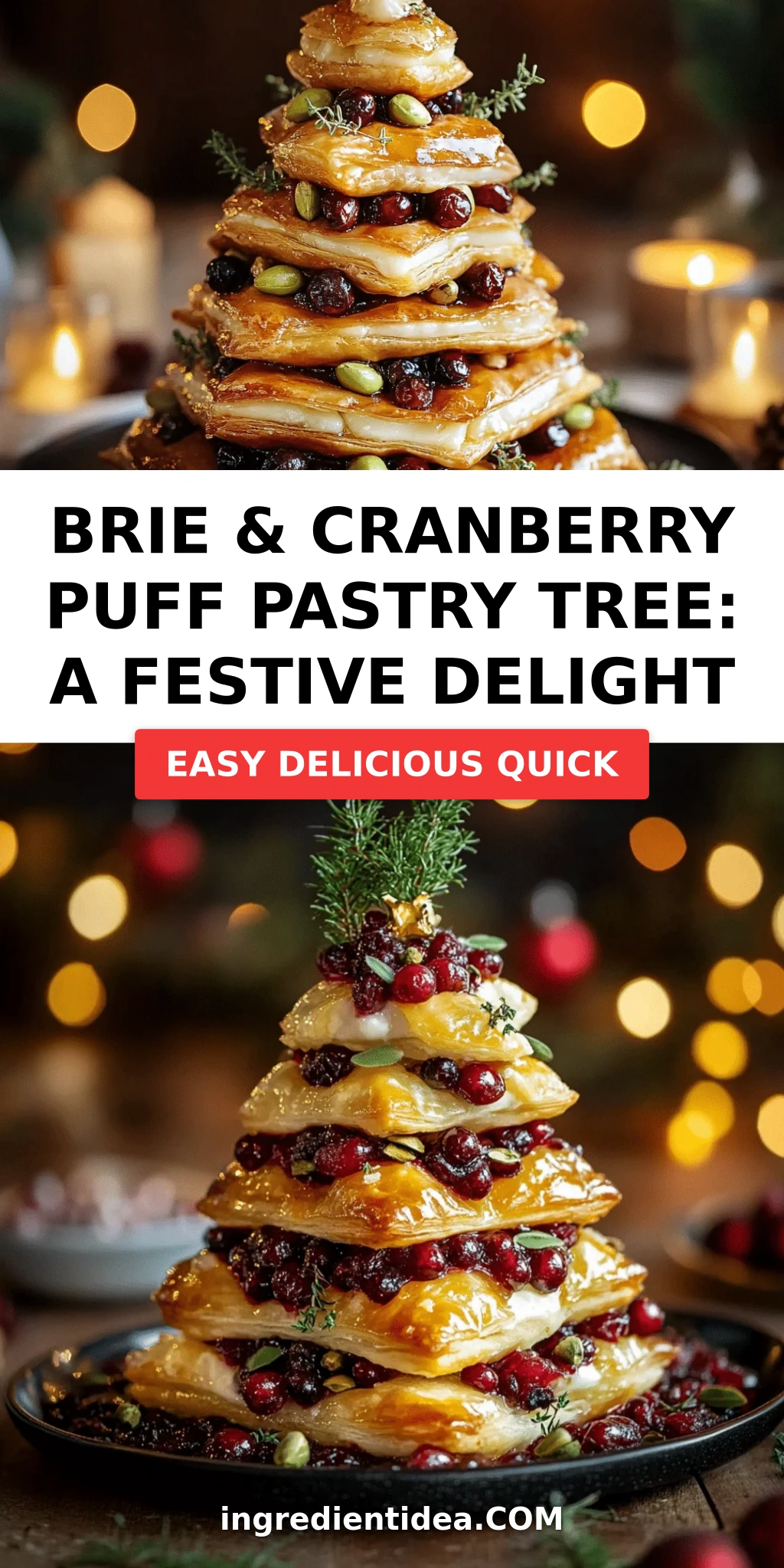 Brie & Cranberry Puff Pastry Tree: A Festive Delight