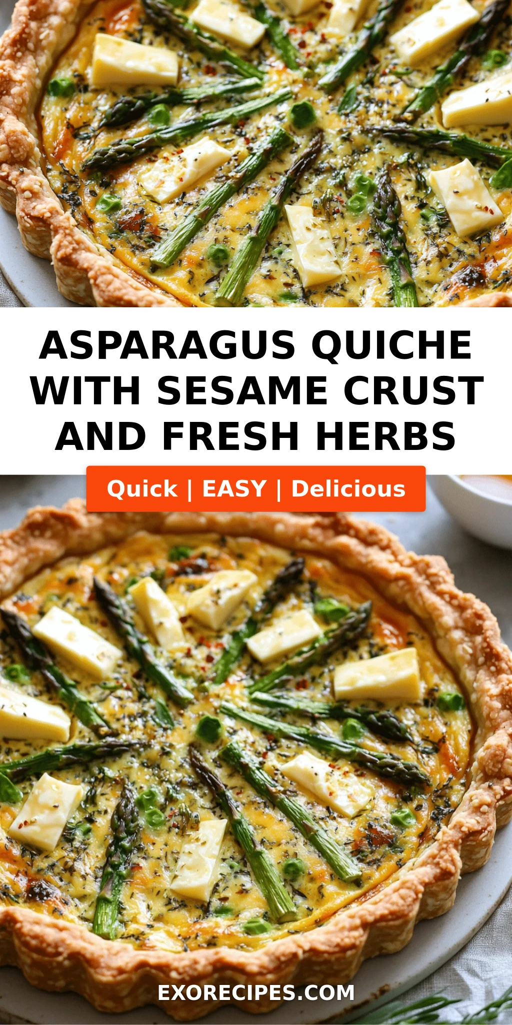 Asparagus Quiche with Sesame Crust and Fresh Herbs