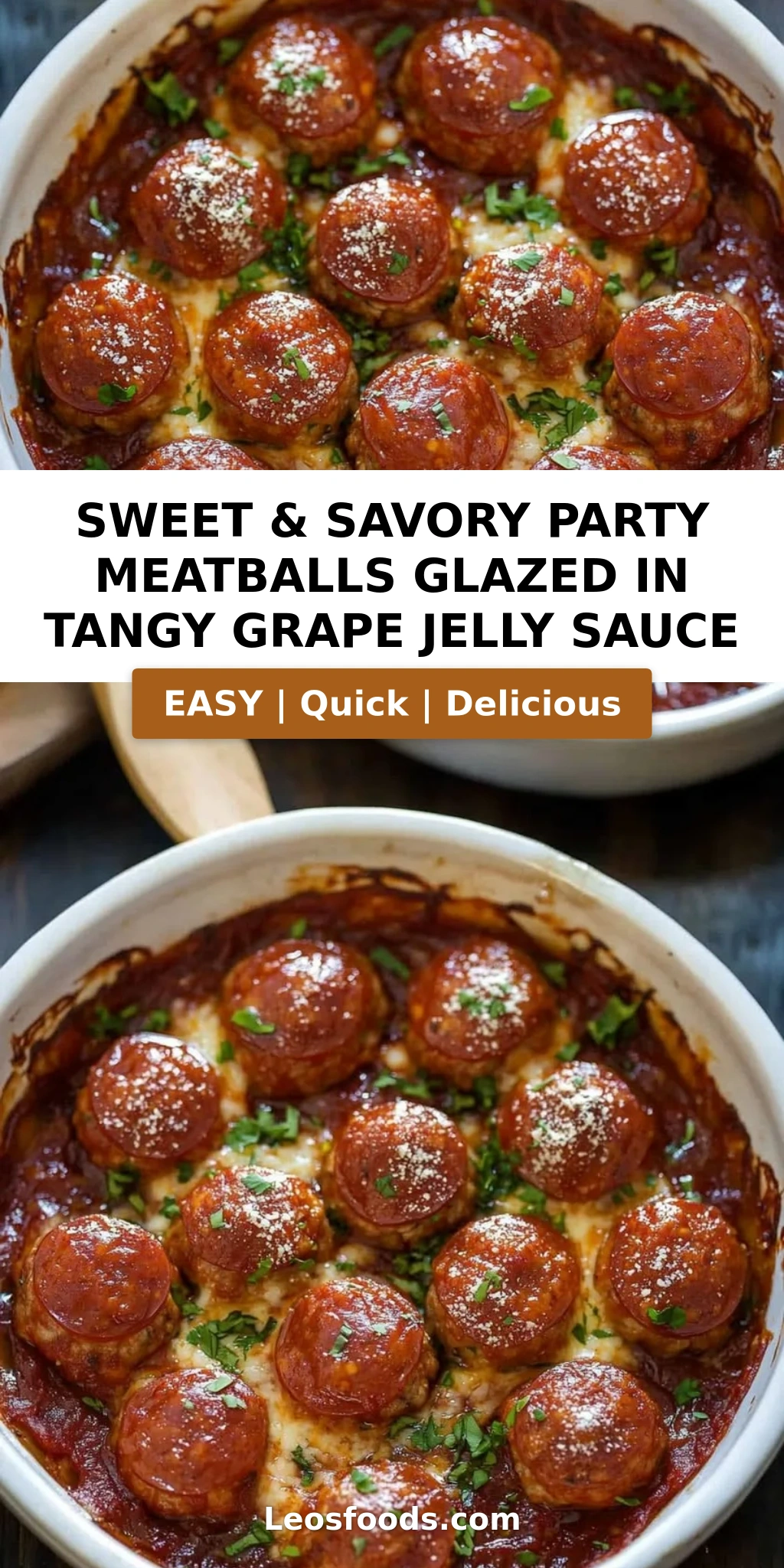 Sweet & Savory Party Meatballs Glazed in Tangy Grape Jelly Sauce