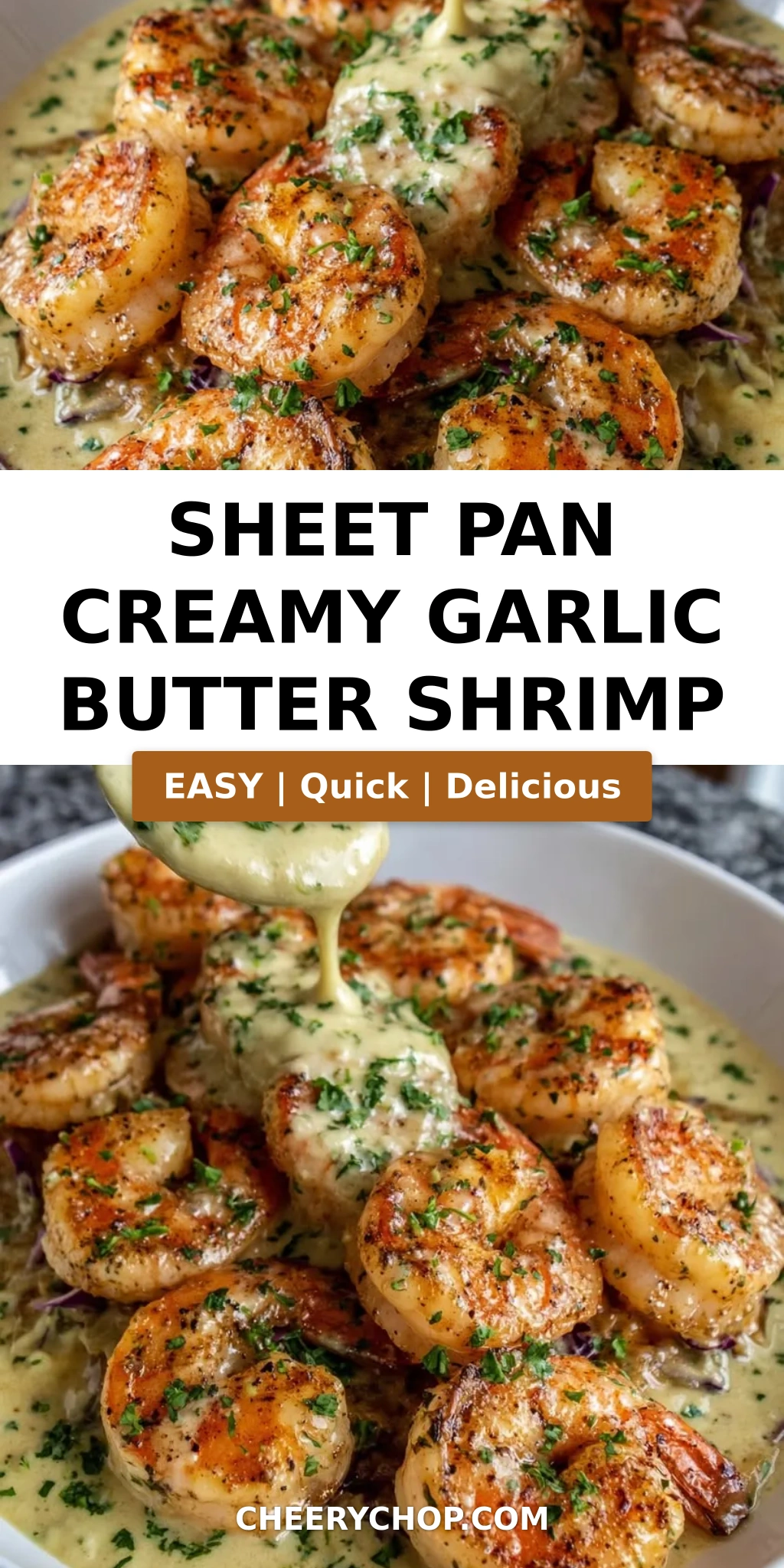 Sheet Pan Creamy Garlic Butter Shrimp