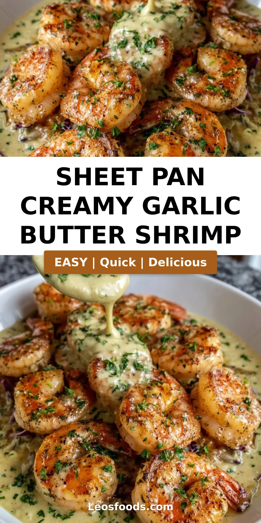 Sheet Pan Creamy Garlic Butter Shrimp