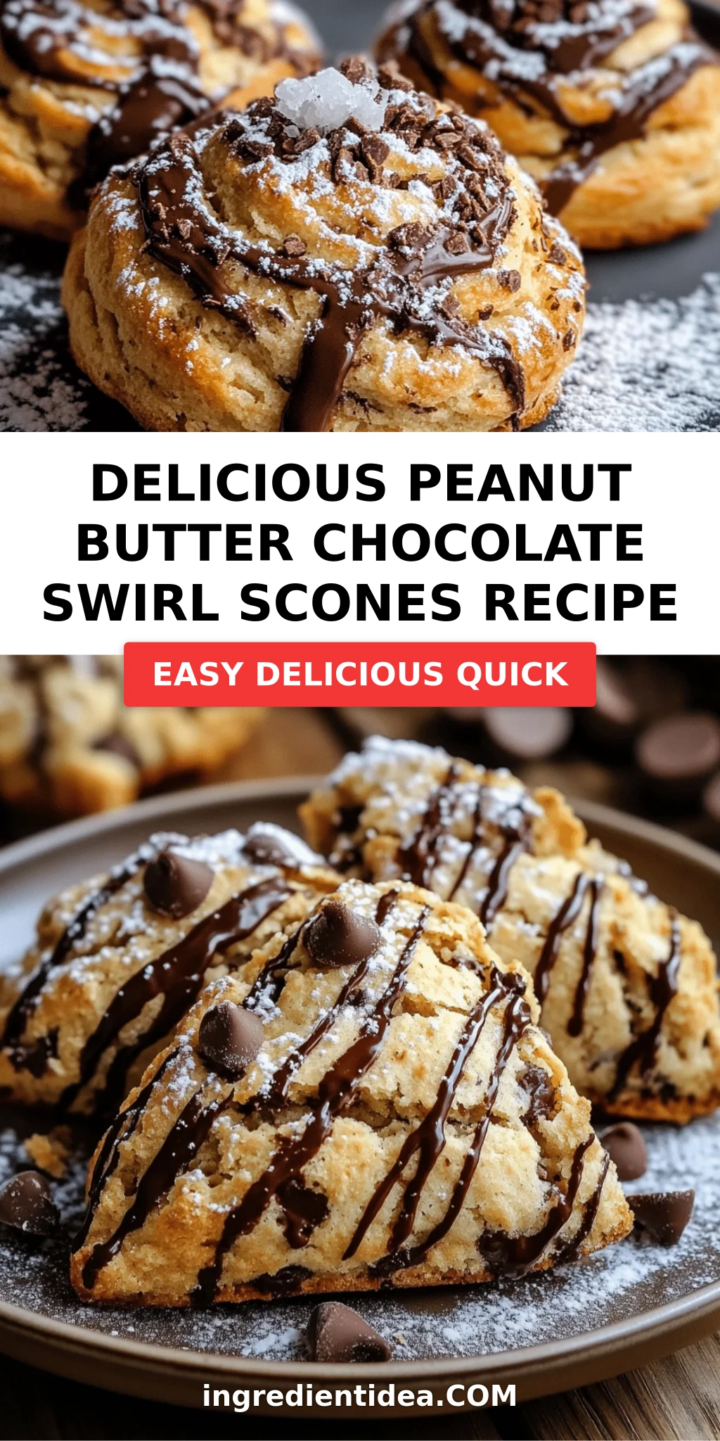 Delicious Peanut Butter Chocolate Swirl Scones Recipe