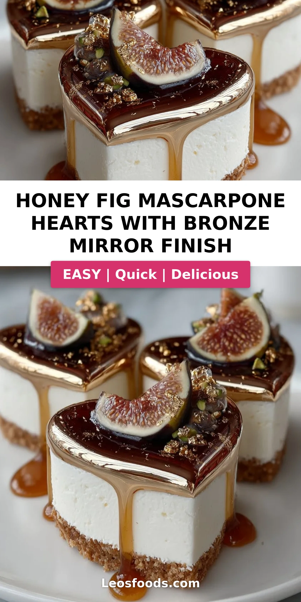 Honey Fig Mascarpone Hearts with Bronze Mirror Finish