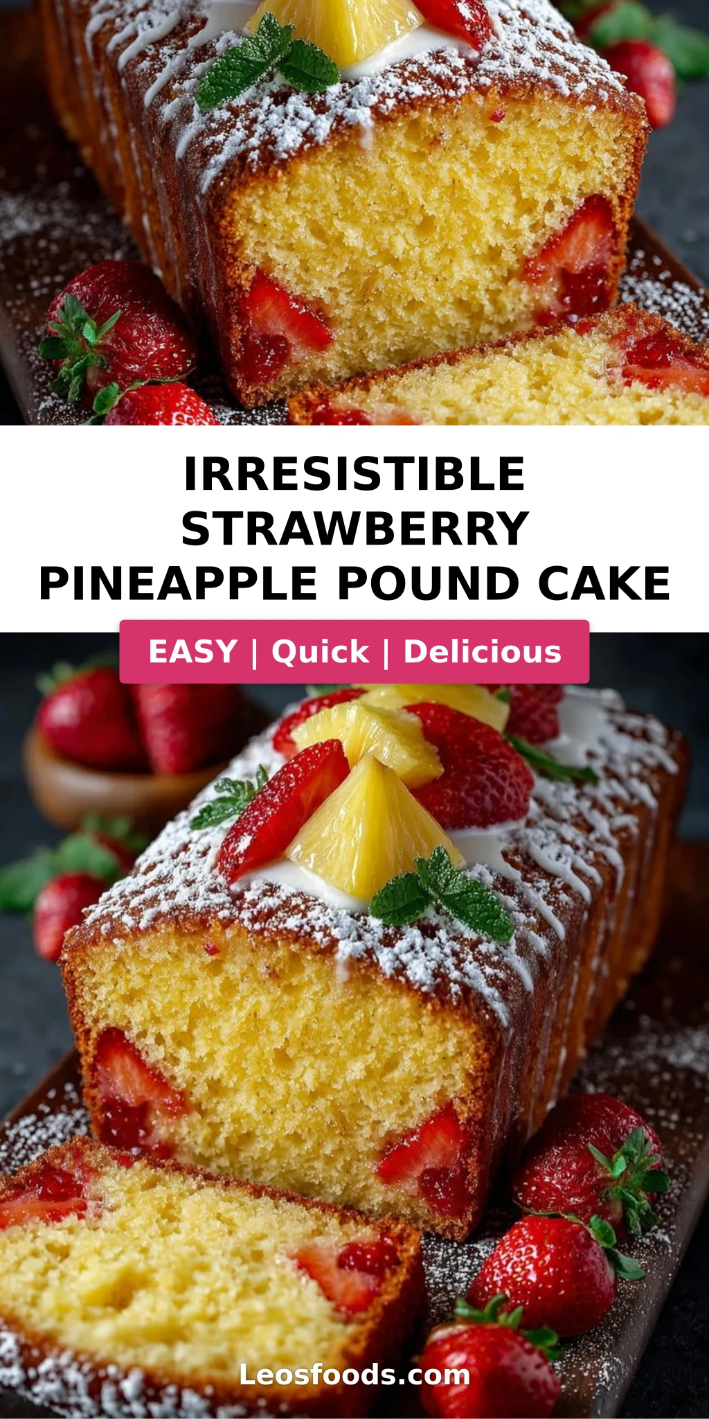 Irresistible Strawberry Pineapple Pound Cake