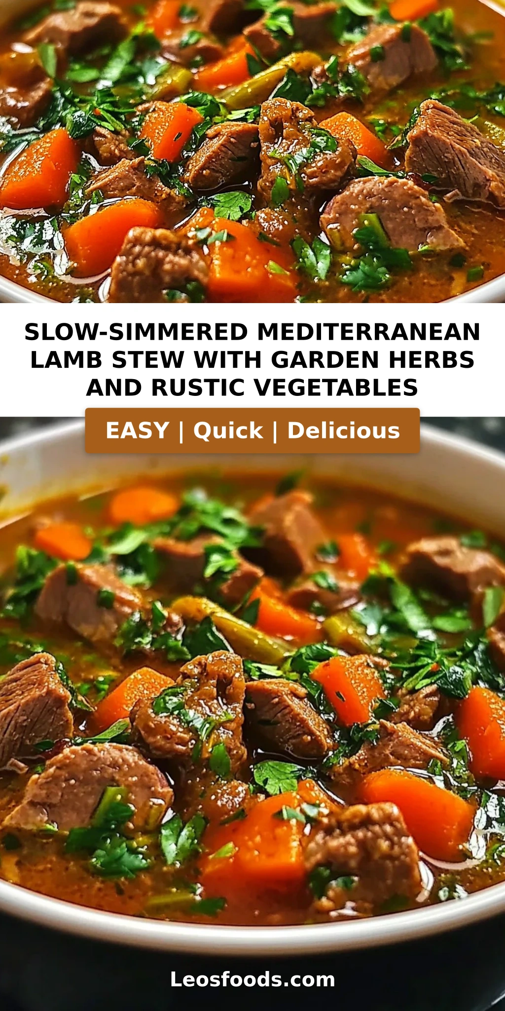 Slow-Simmered Mediterranean Lamb Stew with Garden Herbs and Rustic Vegetables