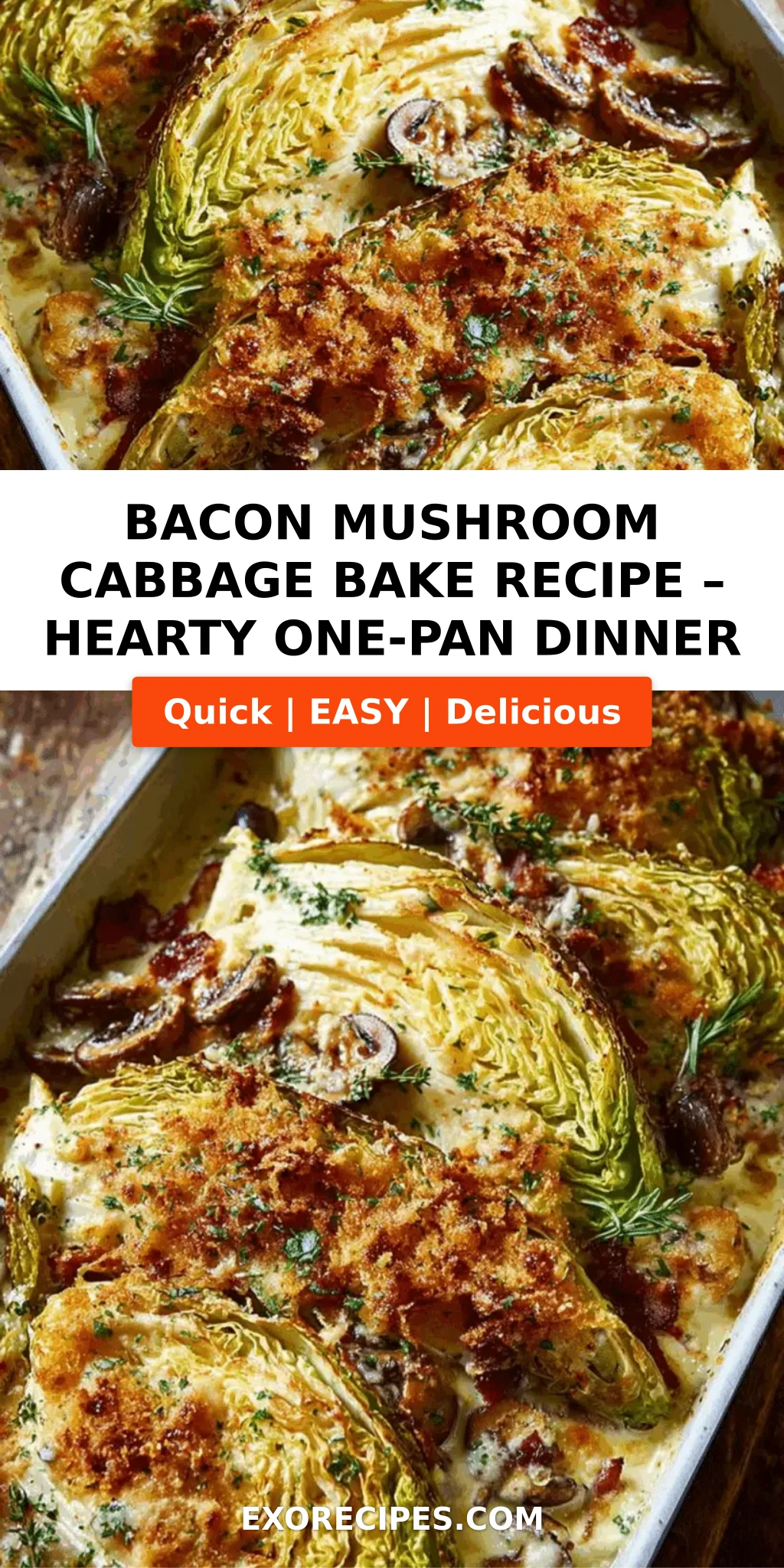 Bacon Mushroom Cabbage Bake