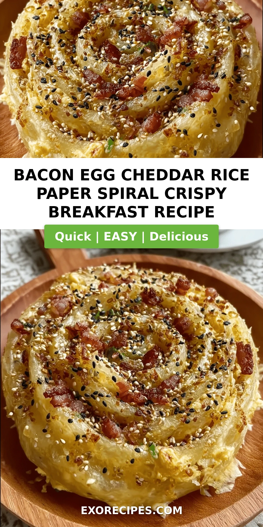 Bacon, Egg, Cheddar & Mayo Rice Paper Spiral Crispy Breakfast Upgrade