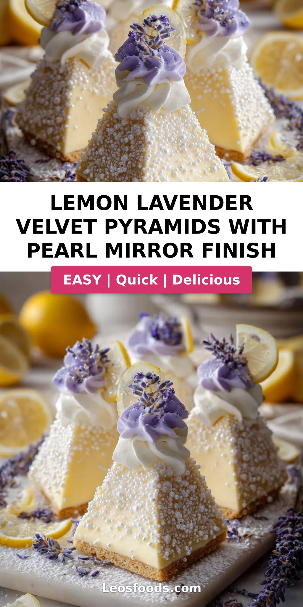 Lemon Lavender Velvet Pyramids with Pearl Mirror Finish