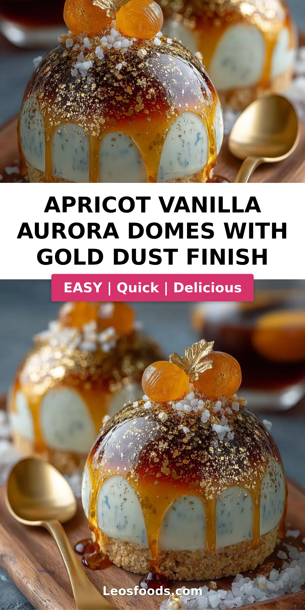 Apricot Vanilla Aurora Domes with Gold Dust Finish
