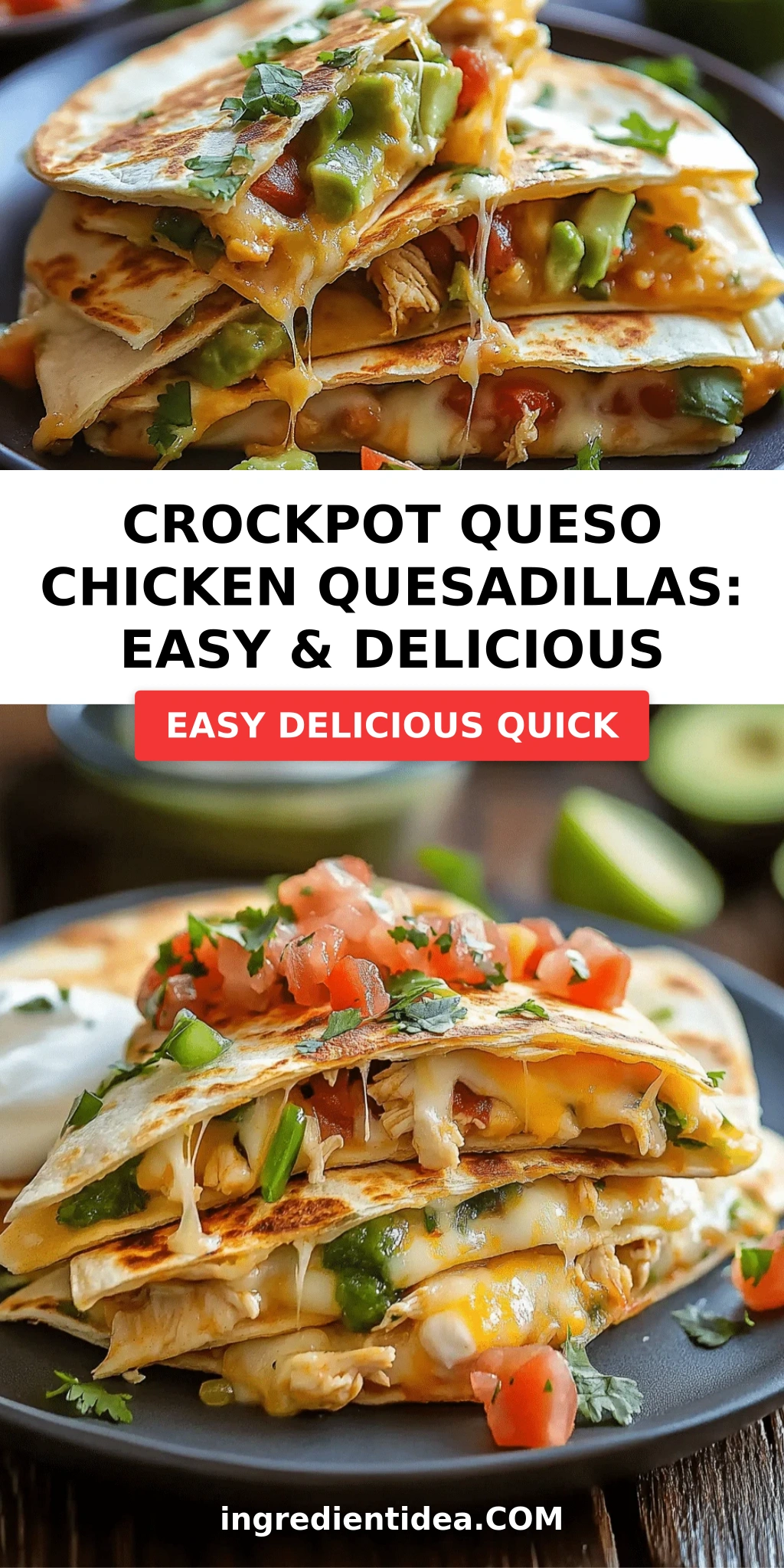 Crockpot Queso Chicken Quesadillas: Easy & Delicious