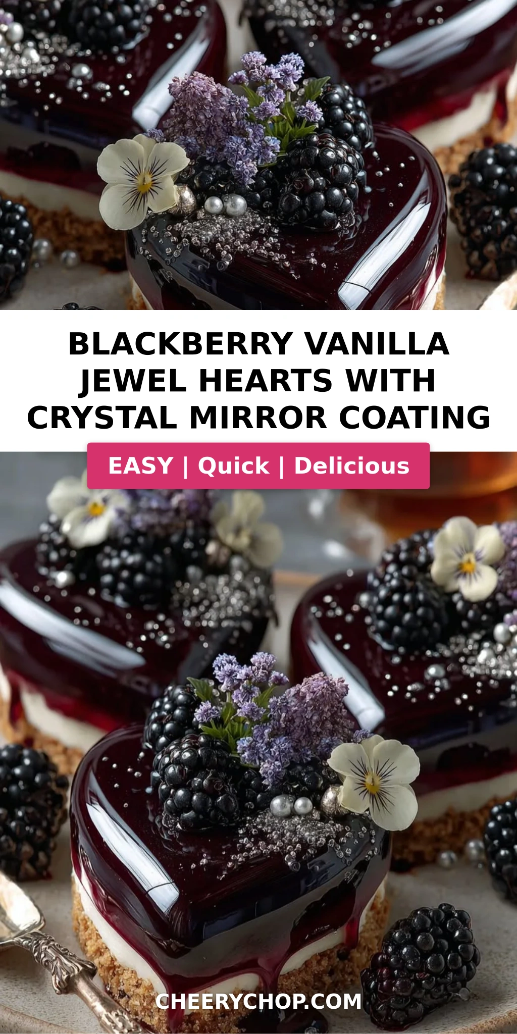 Blackberry Vanilla Jewel Hearts with Crystal Mirror Coating