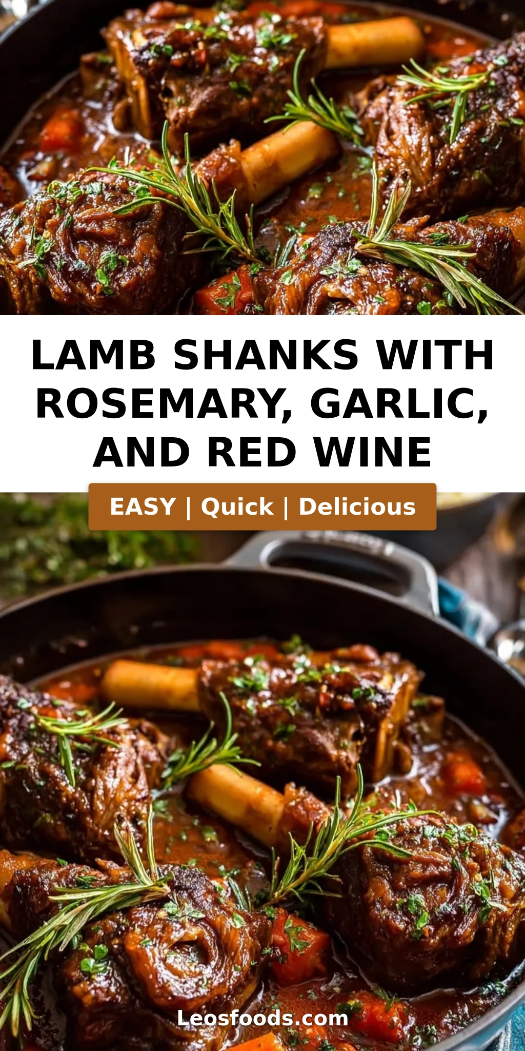 Lamb Shanks with Rosemary, Garlic, and Red Wine