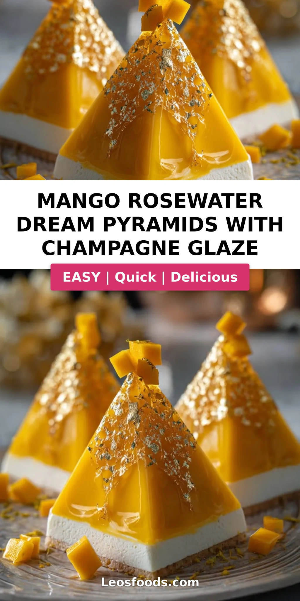 Mango Rosewater Dream Pyramids with Champagne Glaze