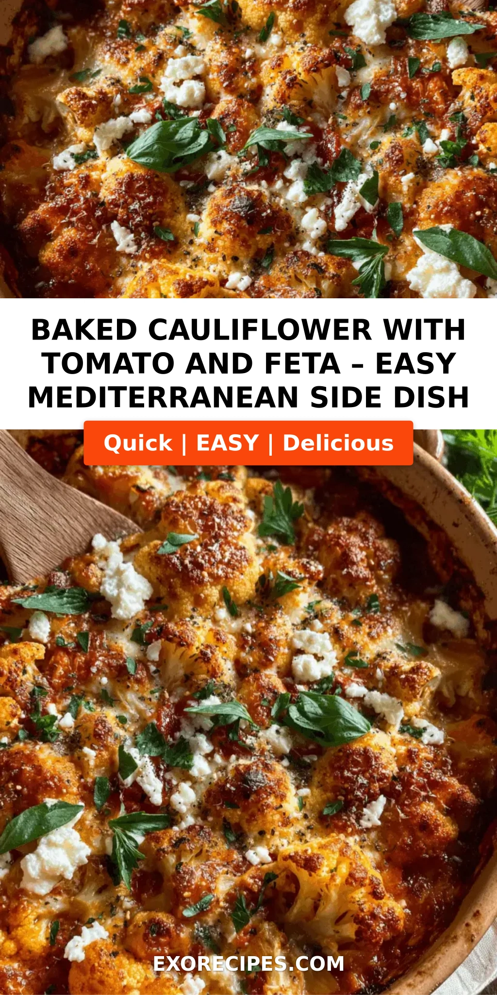 Baked Cauliflower with Tomato and Feta