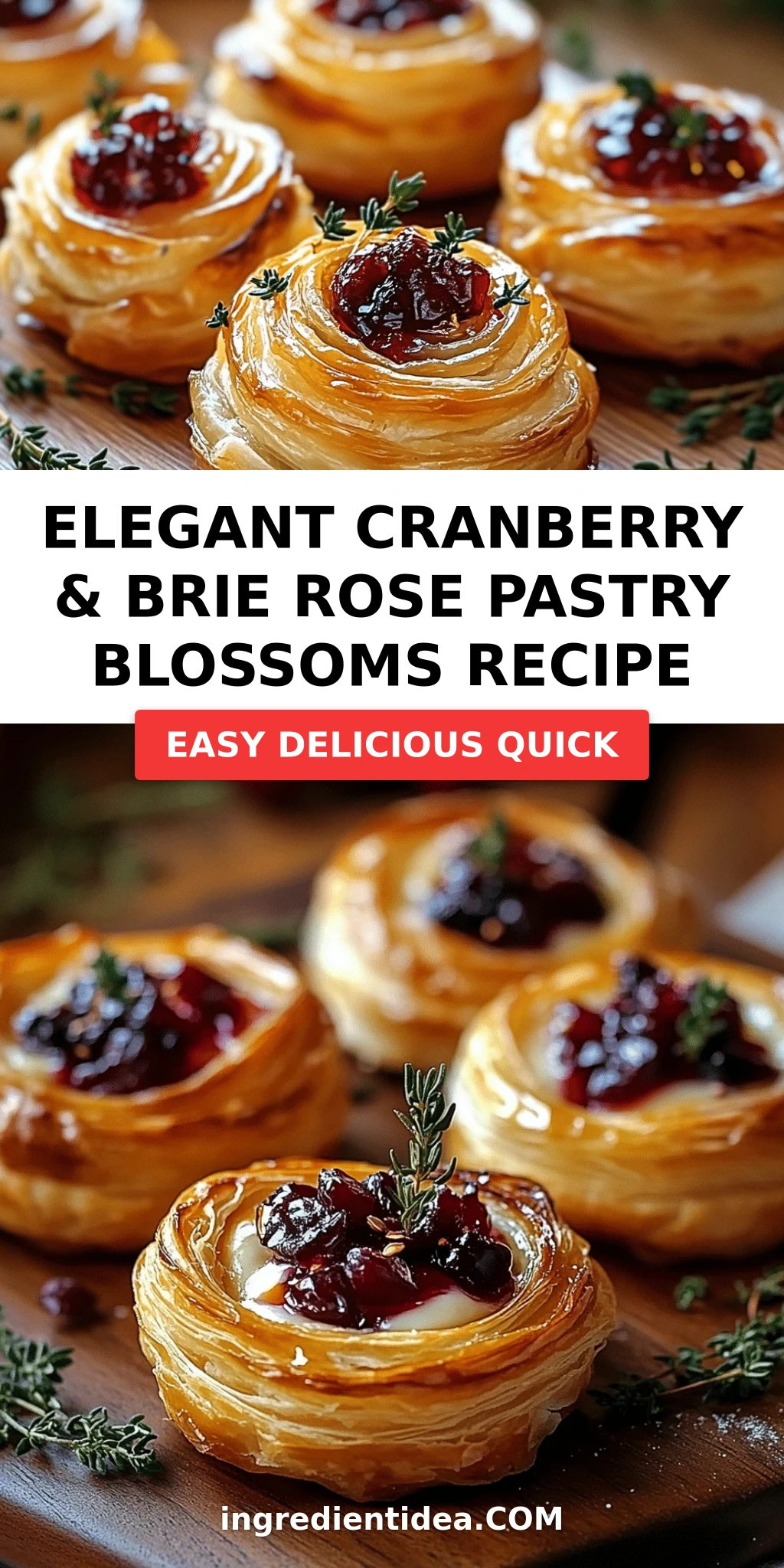 Elegant Cranberry & Brie Rose Pastry Blossoms Recipe