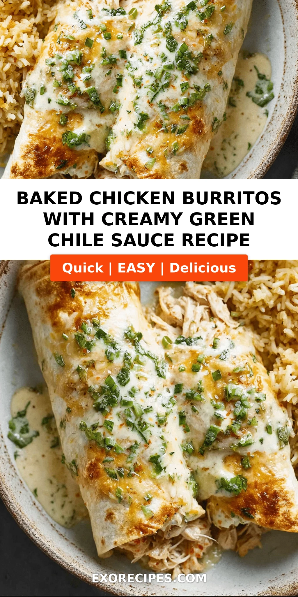 Baked Chicken Burritos with Creamy Green Chile Sauce: The Ultimate Tex-Mex Comfort Meal