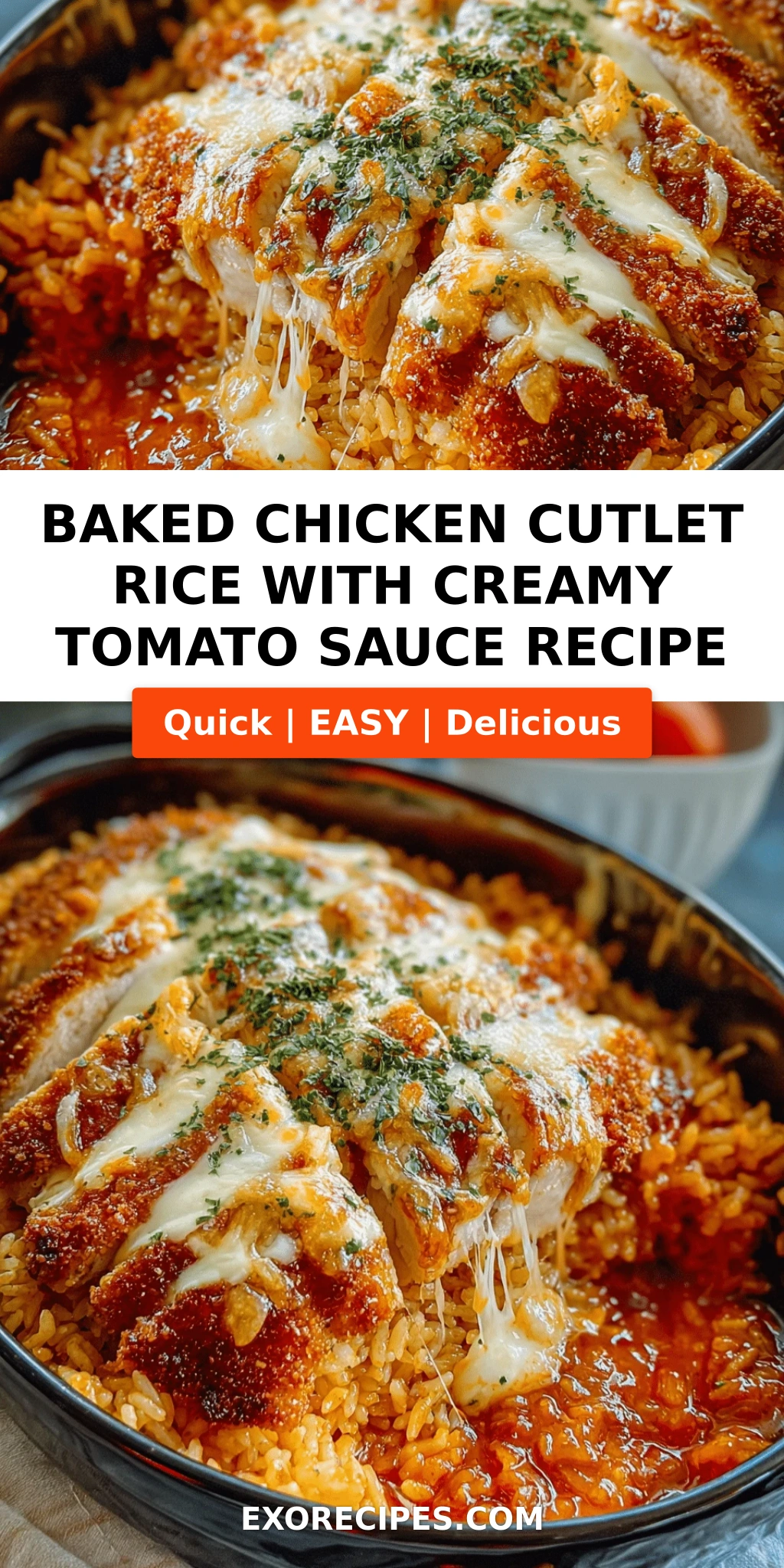 Baked Chicken Cutlet Rice with Creamy Tomato Sauce
