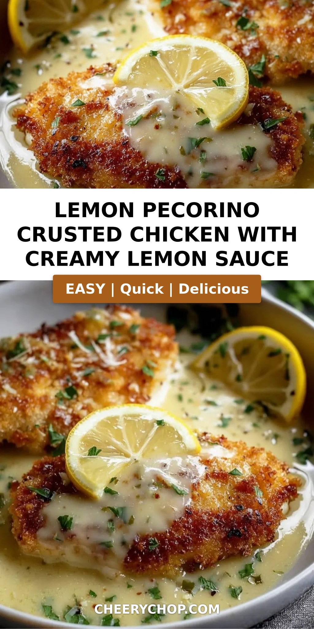 Lemon Pecorino Crusted Chicken with Creamy Lemon Sauce