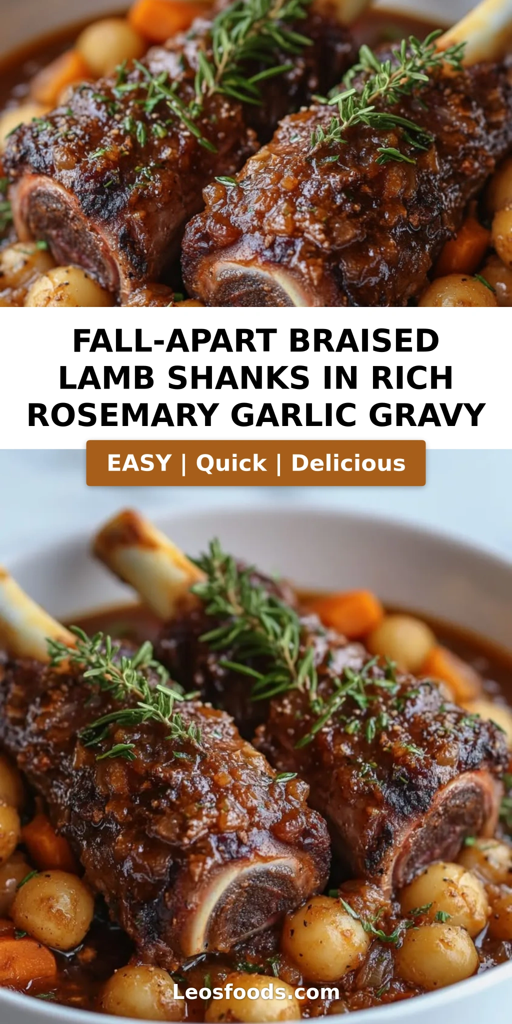 Fall-Apart Braised Lamb Shanks in Rich Rosemary Garlic Gravy