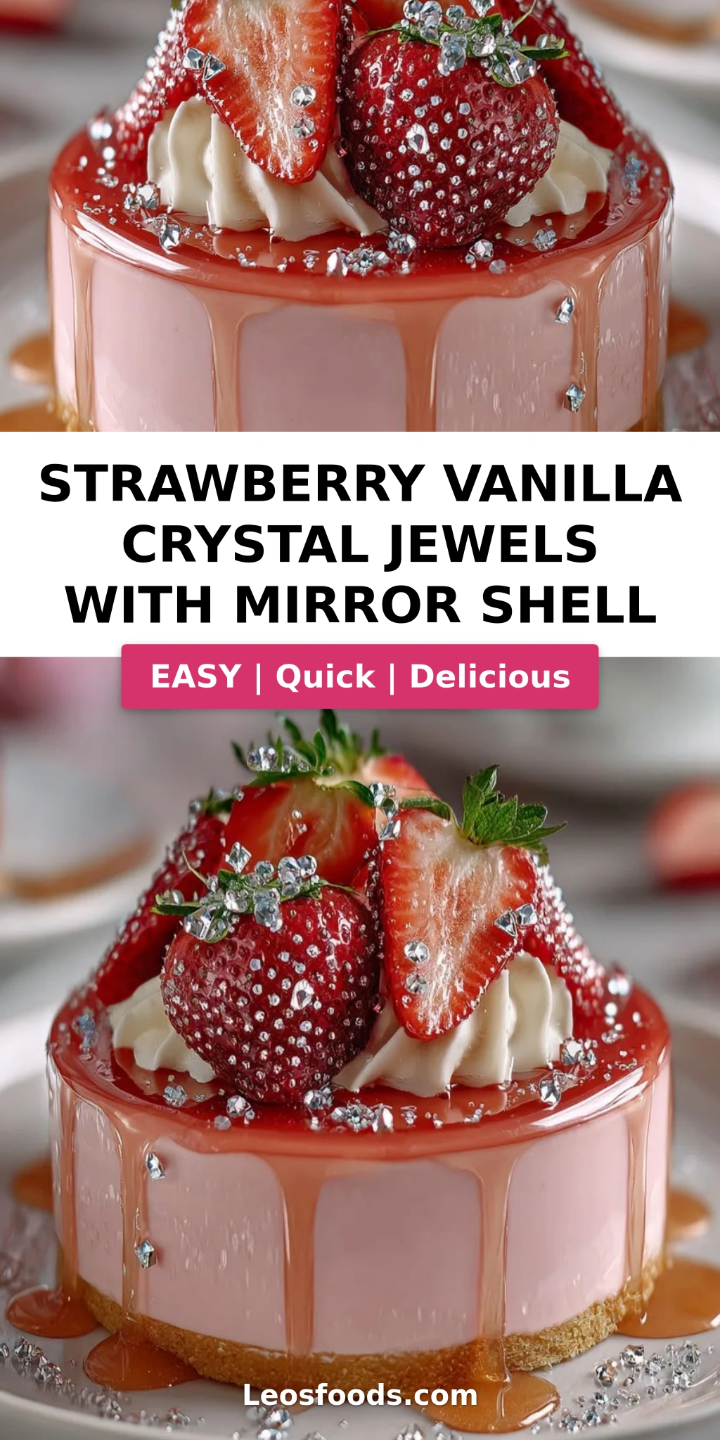 Strawberry Vanilla Crystal Jewels with Mirror Shell