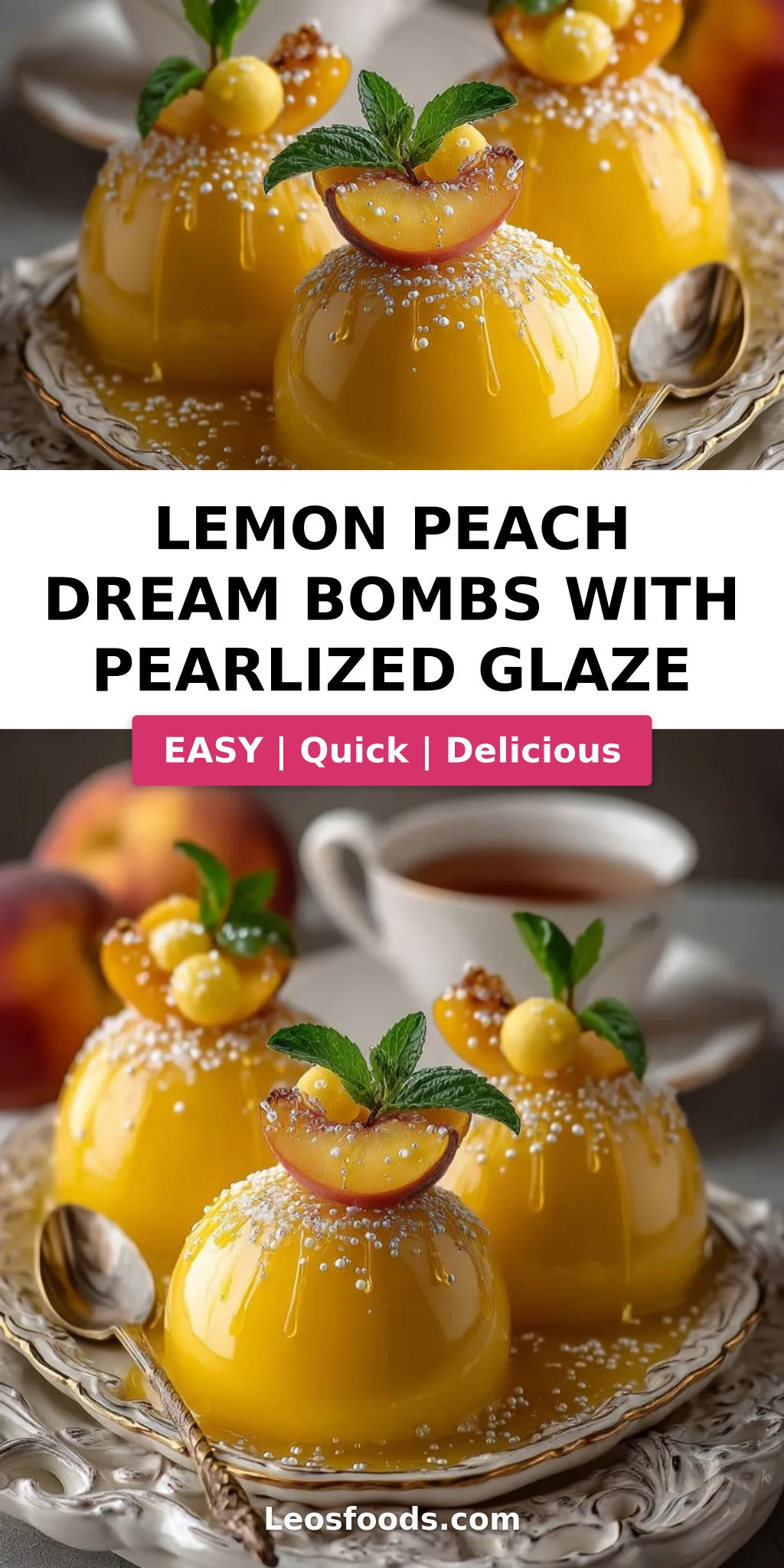Lemon Peach Dream Bombs with Pearlized Glaze