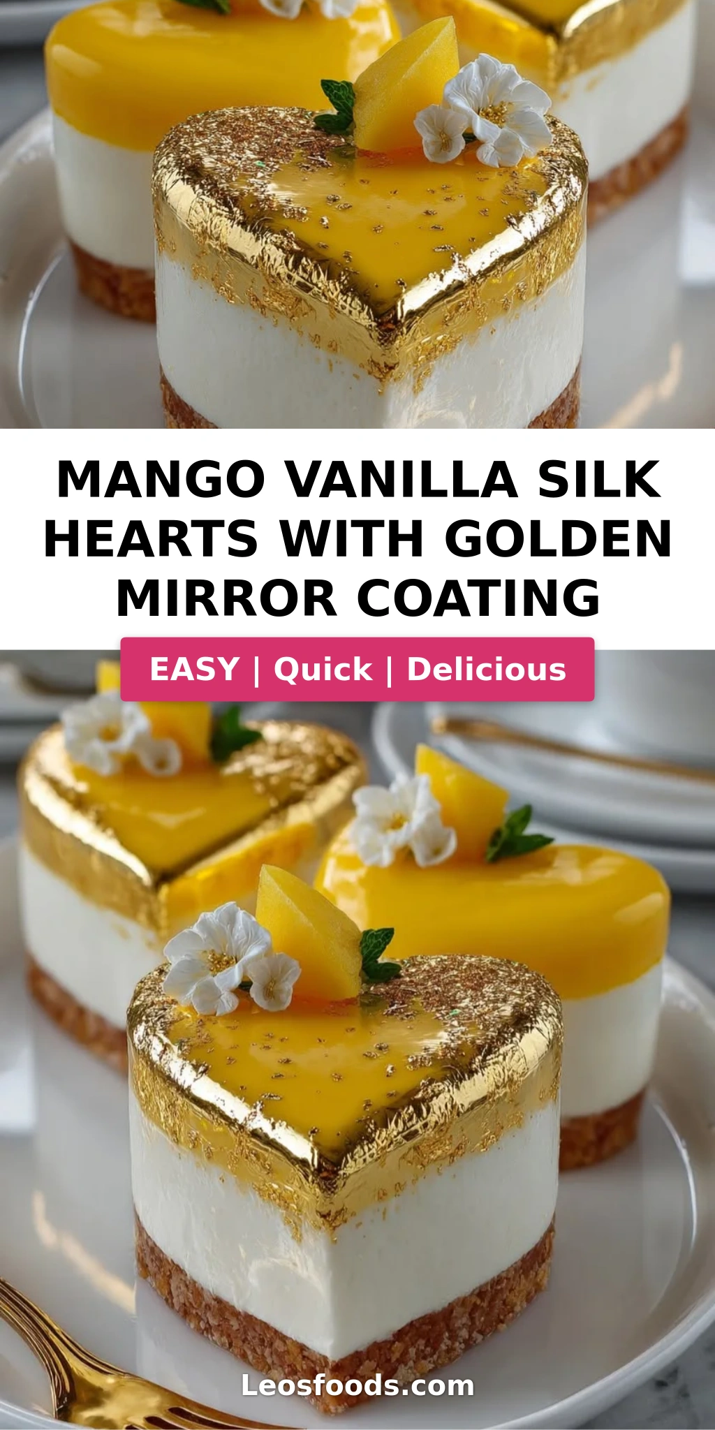 Mango Vanilla Silk Hearts with Golden Mirror Coating