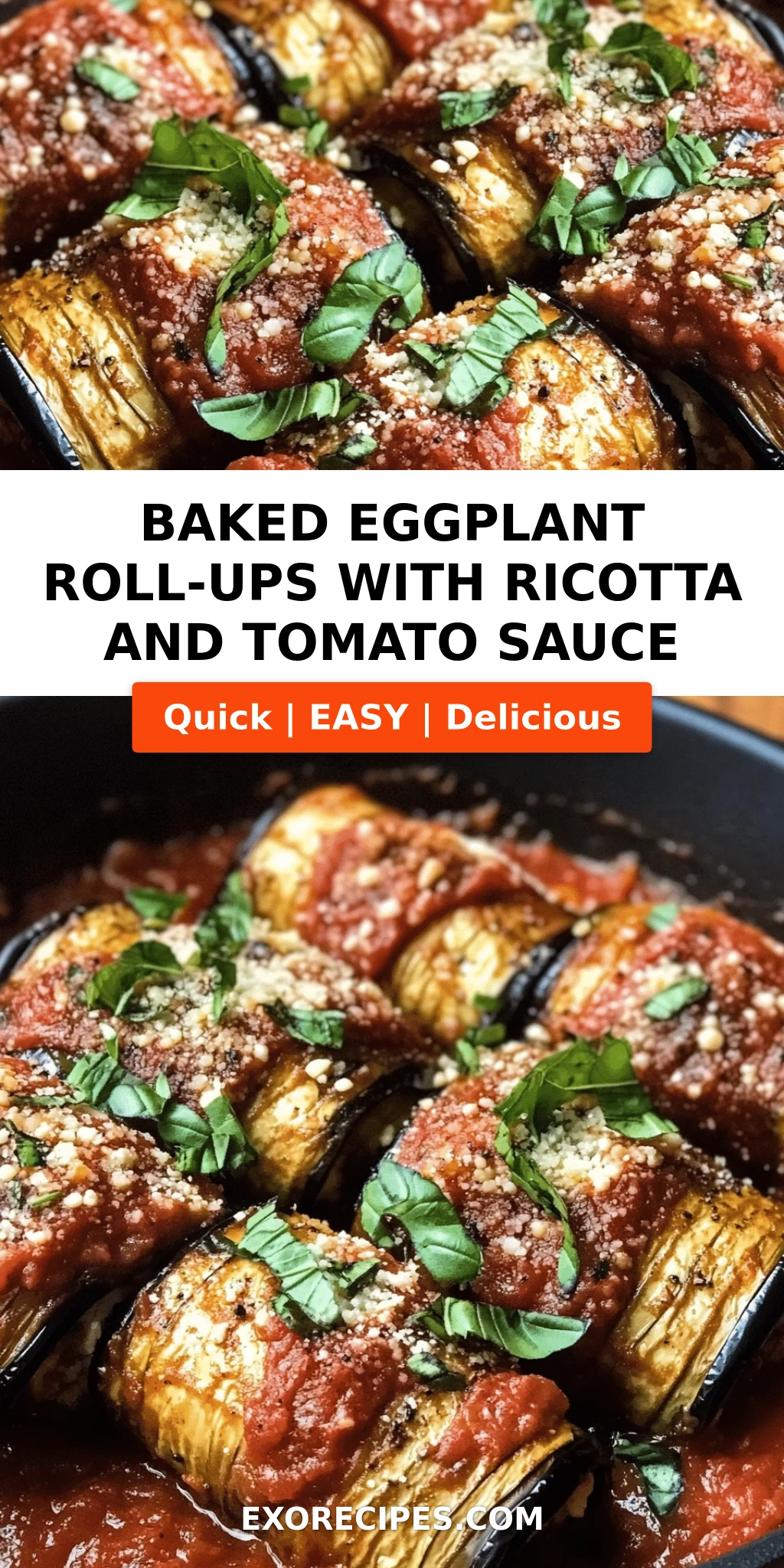 Baked Eggplant Roll-Ups with Ricotta and Tomato Sauce
