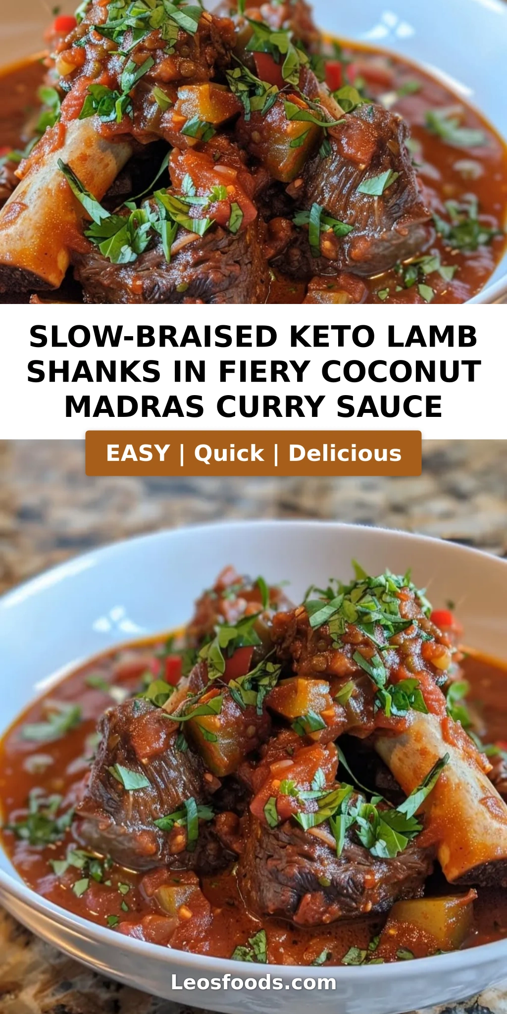 Slow-Braised Keto Lamb Shanks in Fiery Coconut Madras Curry Sauce
