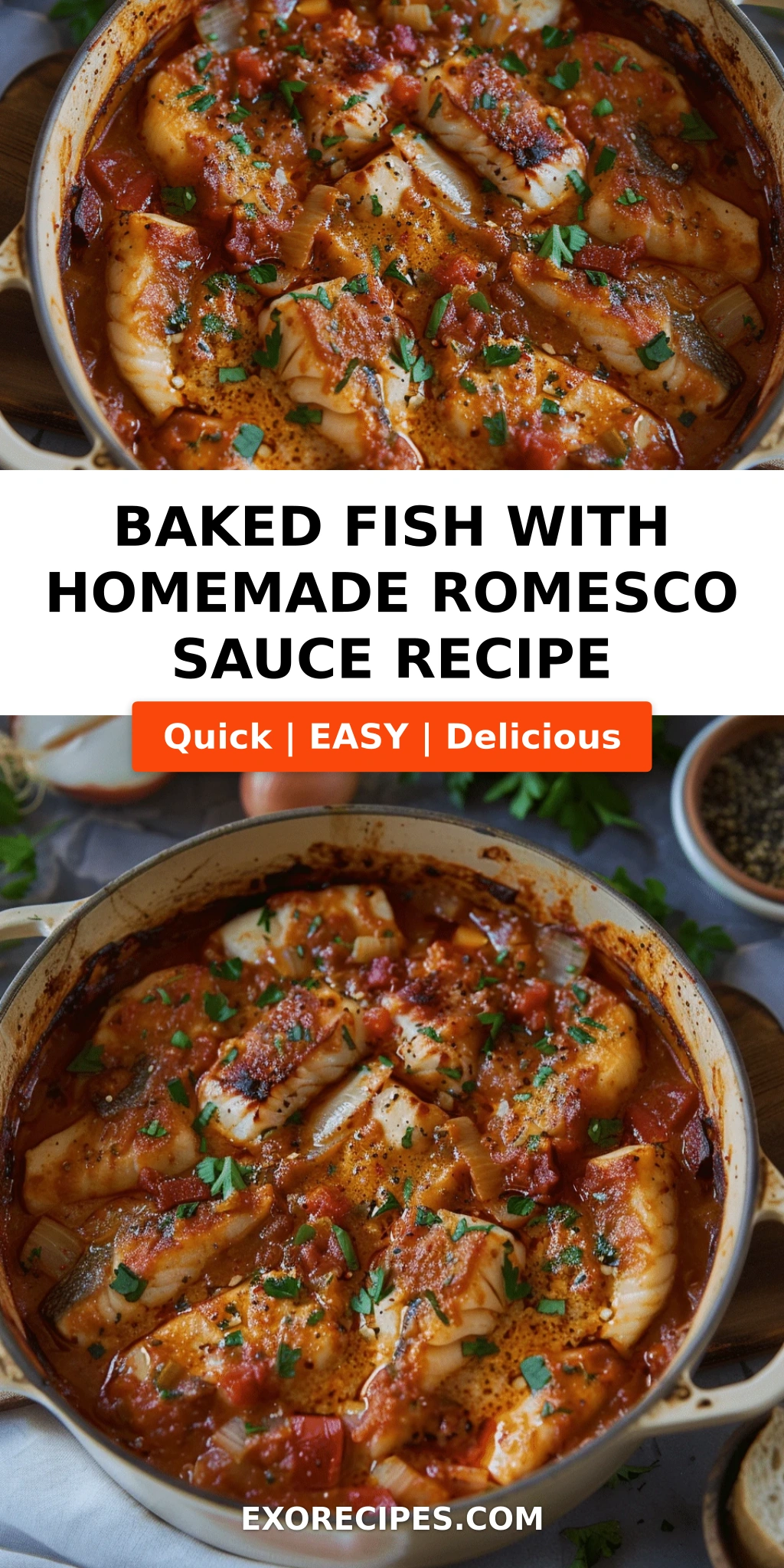 Baked Fish with Homemade Romesco Sauce: A Flavorful Twist on Classic Seafood