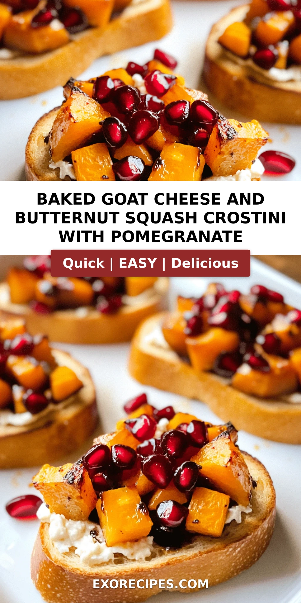 Baked Goat Cheese and Butternut Squash Crostini with Pomegranate: A Delightful Bite-Sized Treat