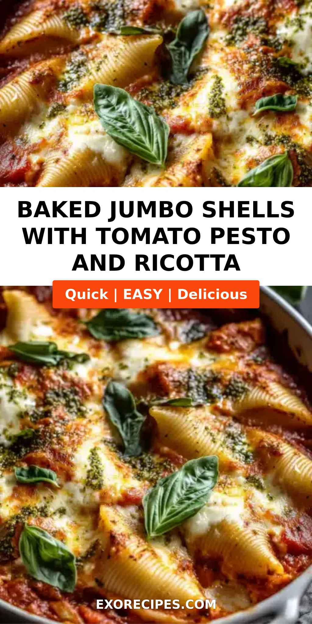 Baked Jumbo Shells with Tomato Pesto Sauce and Cheesy Ricotta Filling: A Flavorful Delight
