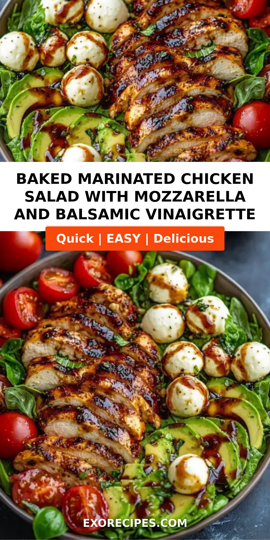 Baked Marinated Chicken Salad with Mozzarella and Balsamic Vinaigrette