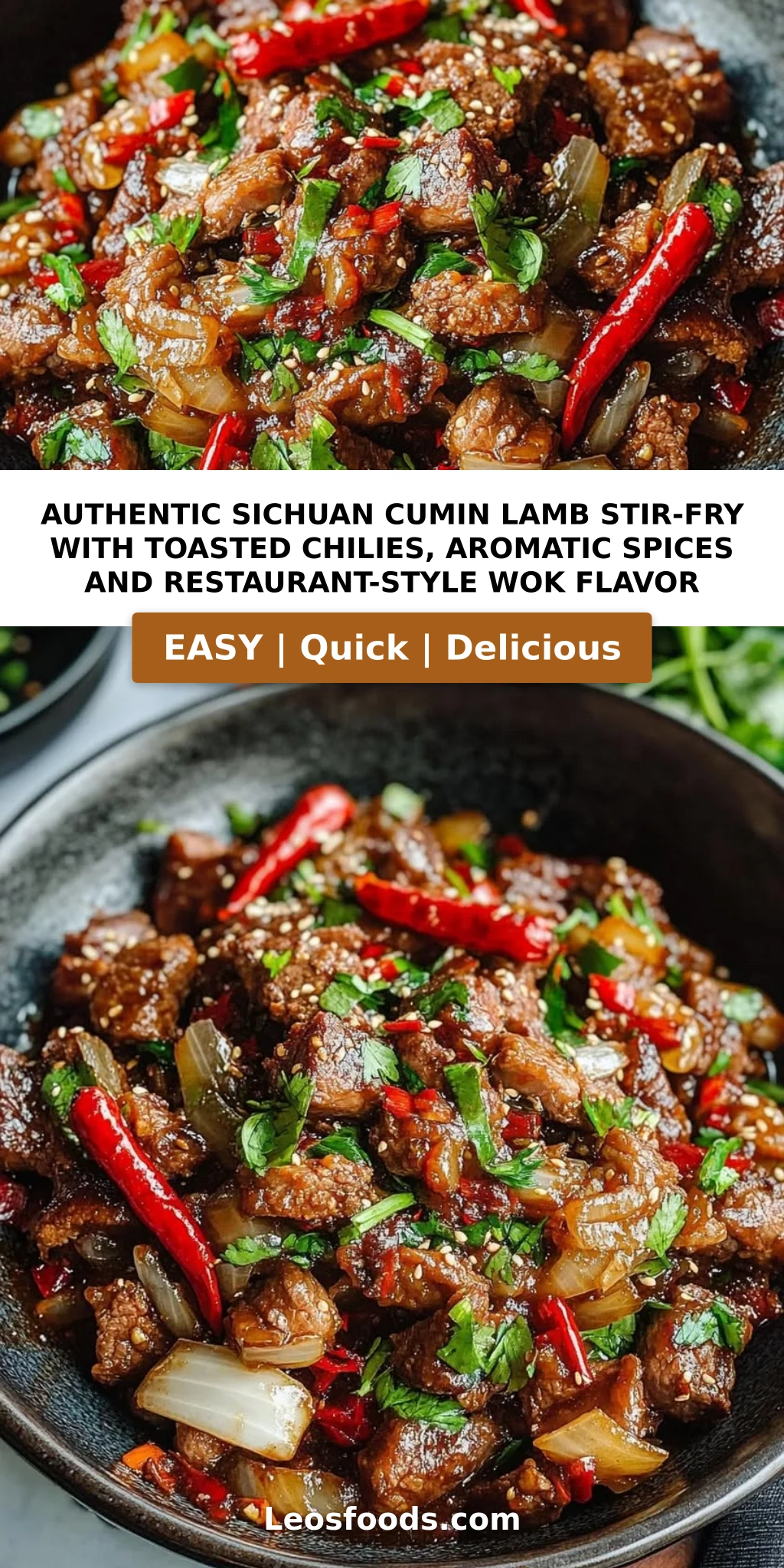 Authentic Sichuan Cumin Lamb Stir-Fry with Toasted Chilies, Aromatic Spices and Restaurant-Style Wok Flavor
