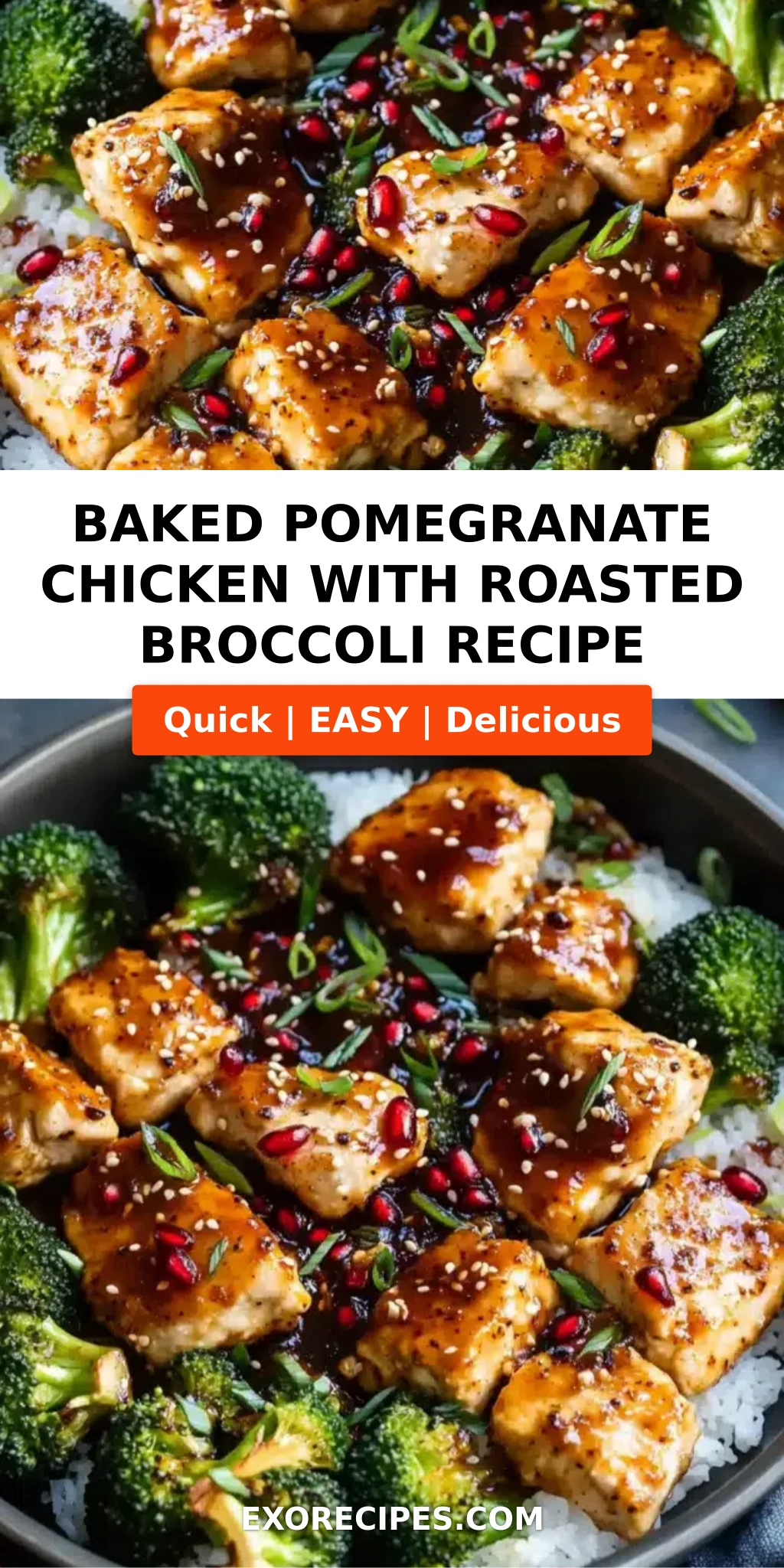 Baked Pomegranate Chicken with Roasted Broccoli and Sesame Seeds: A Flavorful Weeknight Delight