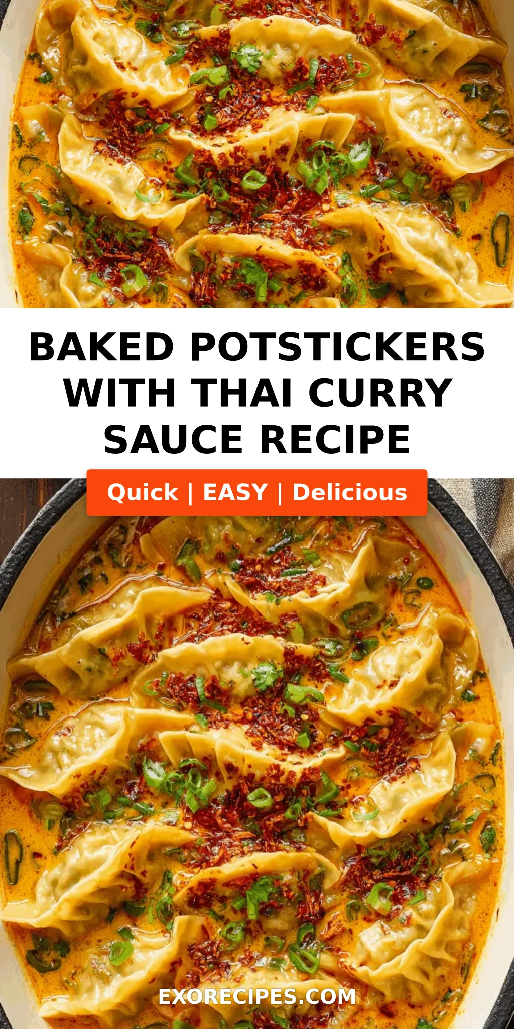 Baked Potstickers with Thai Curry Sauce