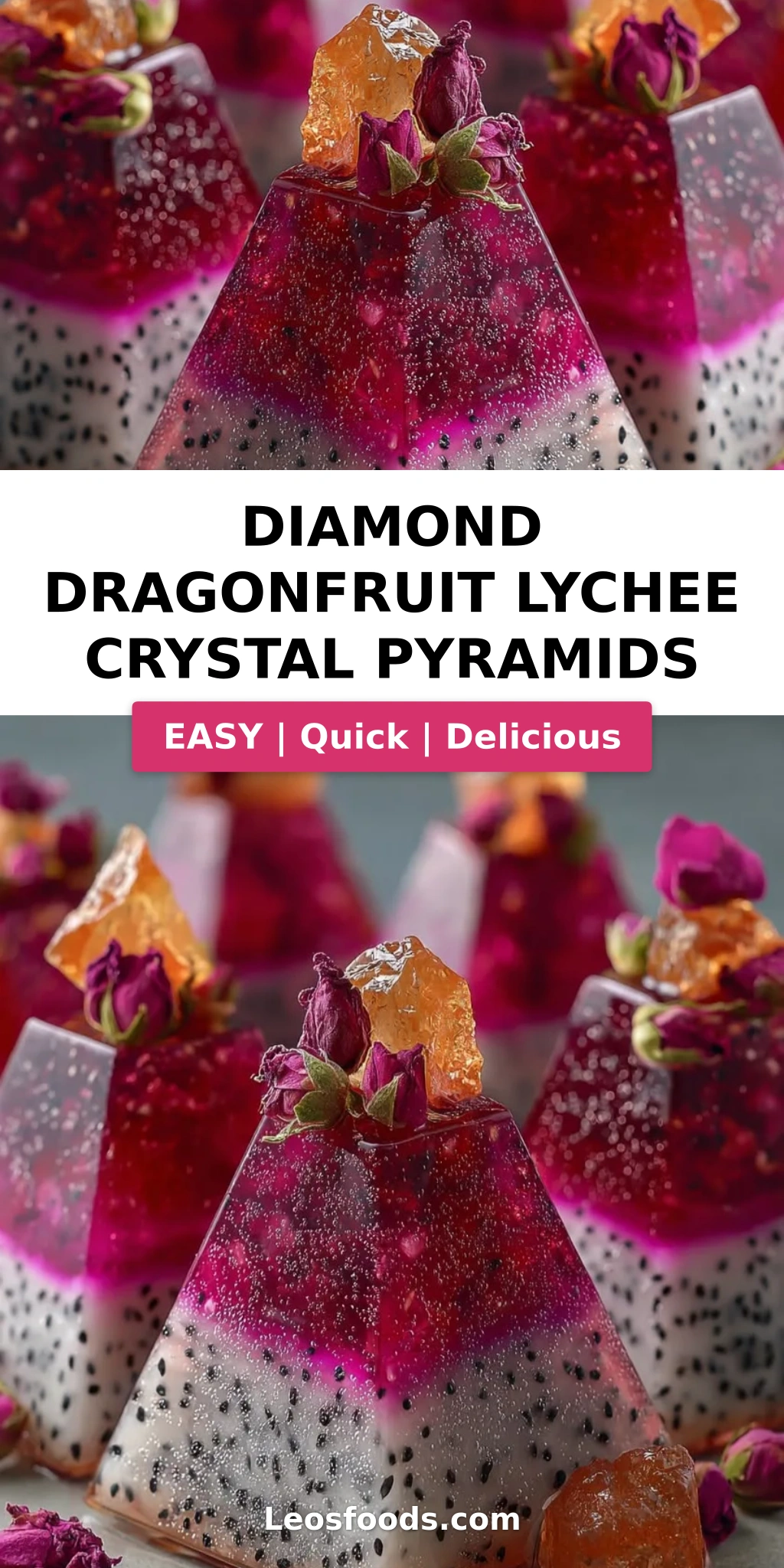 Diamond Dragonfruit Lychee Crystal Pyramids