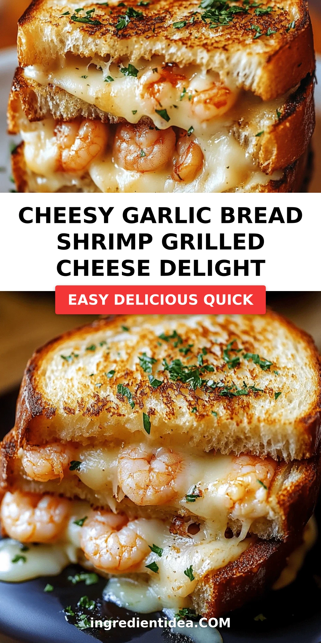 Cheesy Garlic Bread Shrimp Grilled Cheese Delight