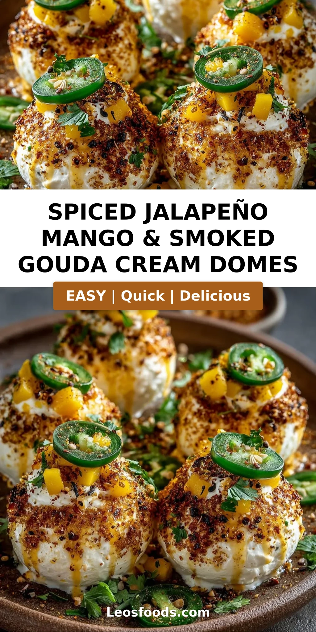 Spiced Jalapeño Mango & Smoked Gouda Cream Domes