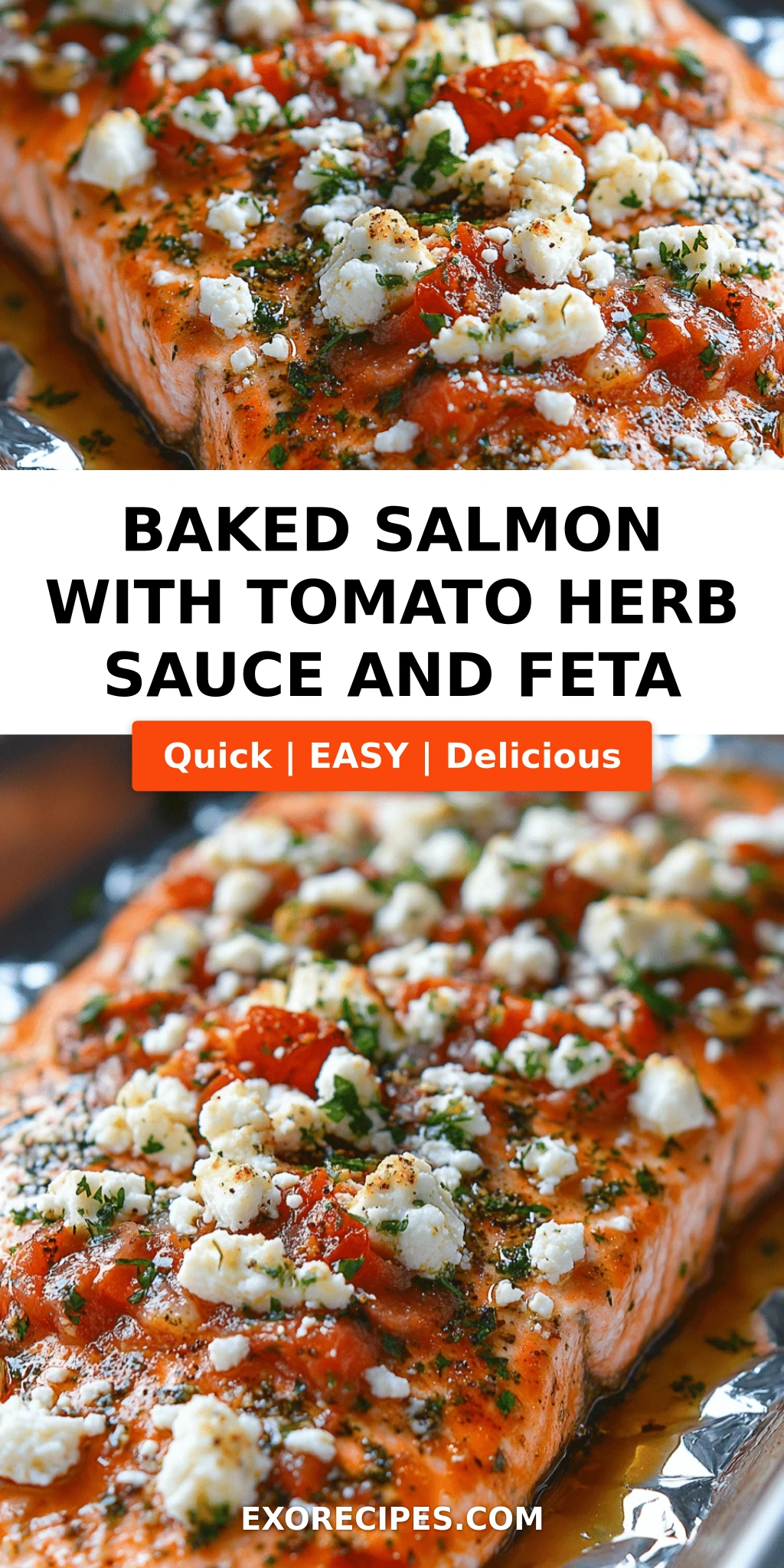 Baked Salmon with Tomato Herb Sauce and Feta